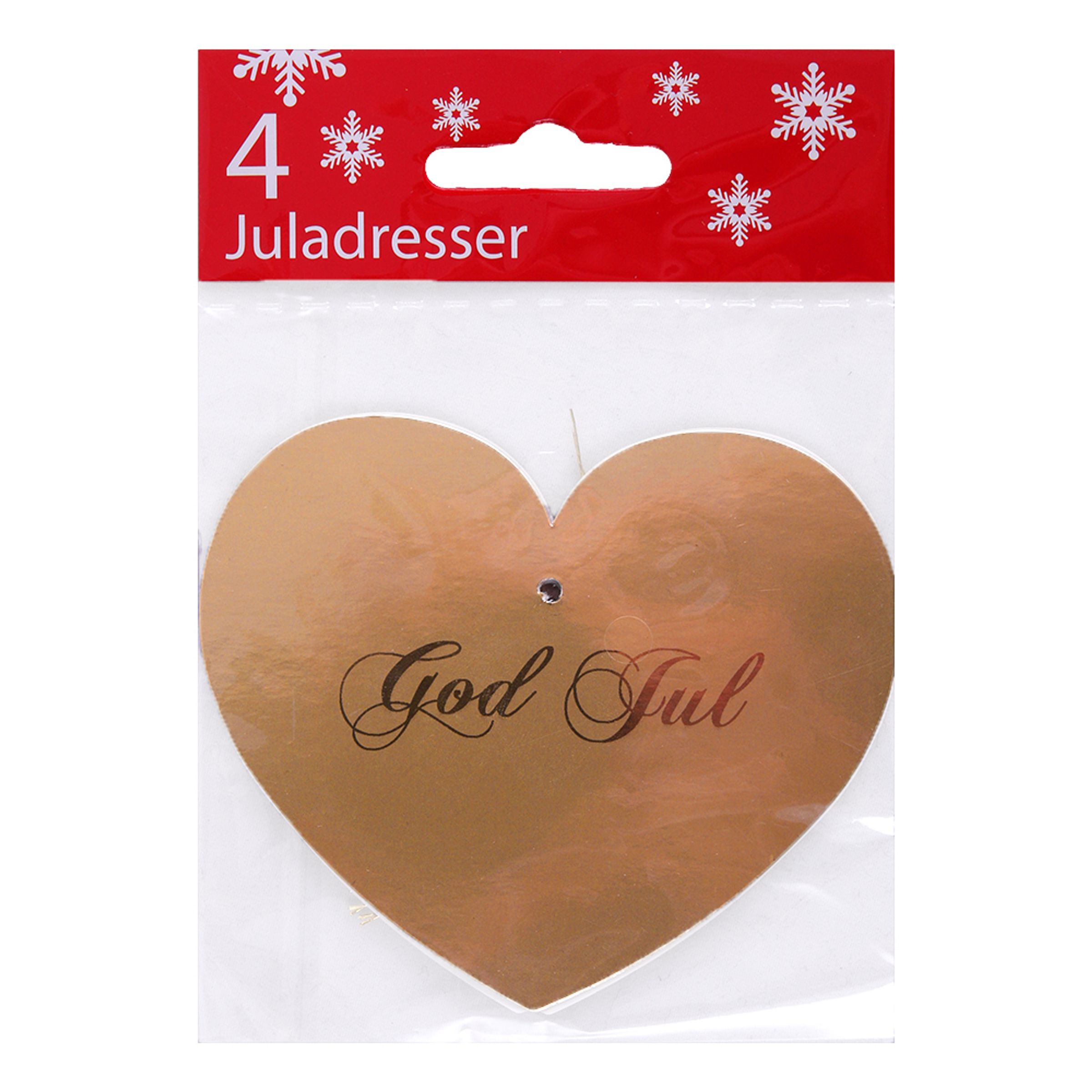 Julklappsetiketter Hjärta - Guld 4-pack