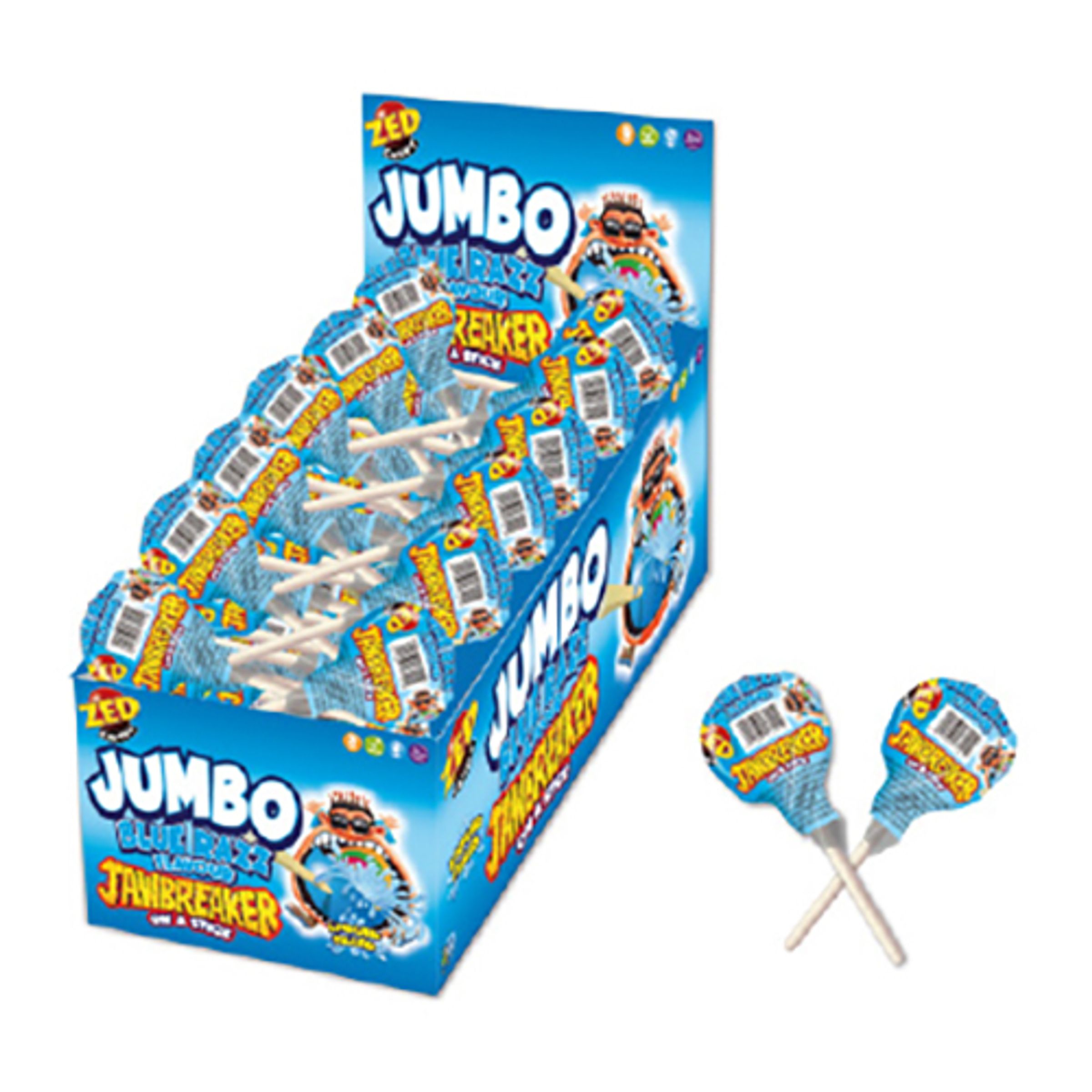 Läs mer om Jumbo Jawbreaker Blue Razz Godisklubba - 1-pack