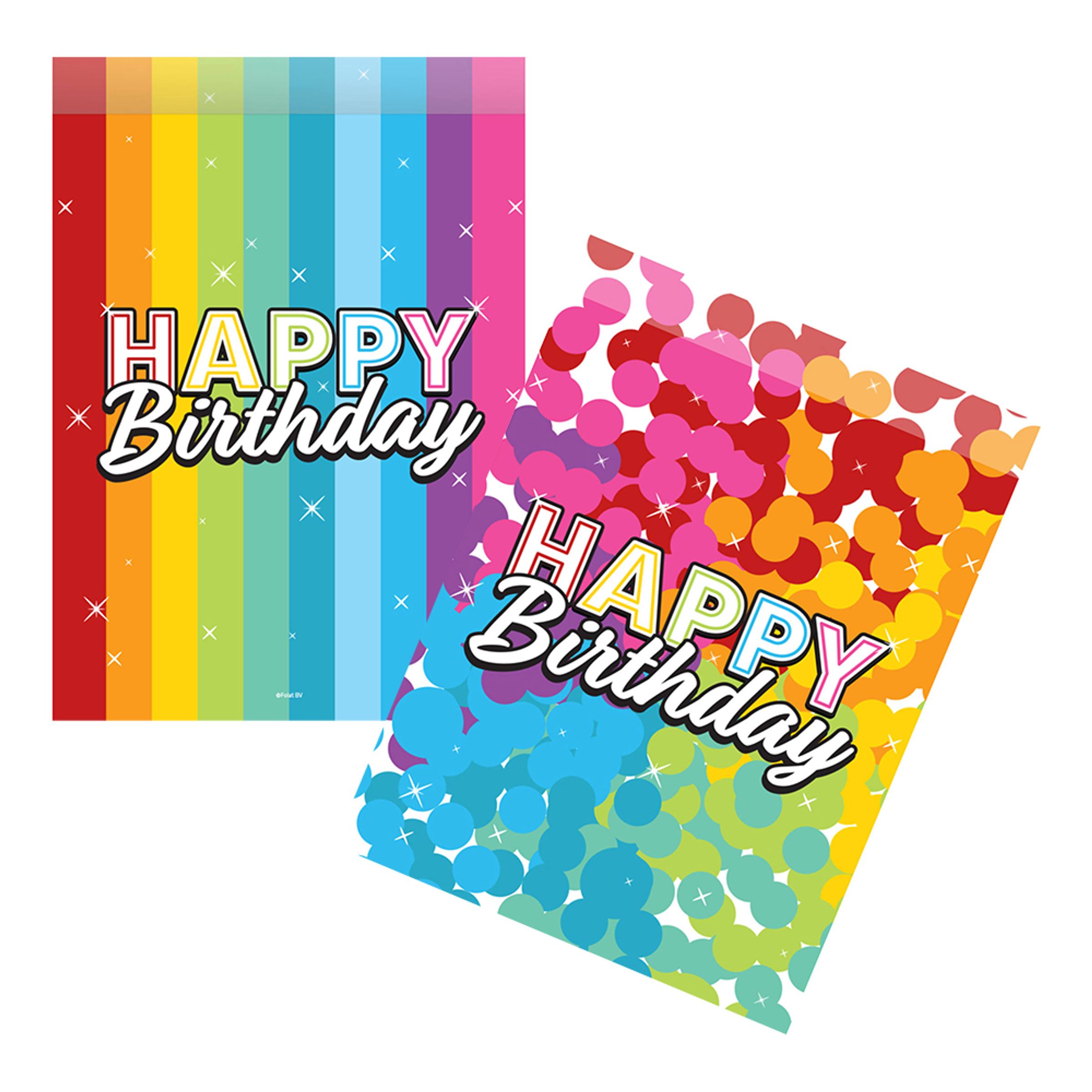 Läs mer om Kalaspåsar Happy Birthday Rainbow - 8-pack
