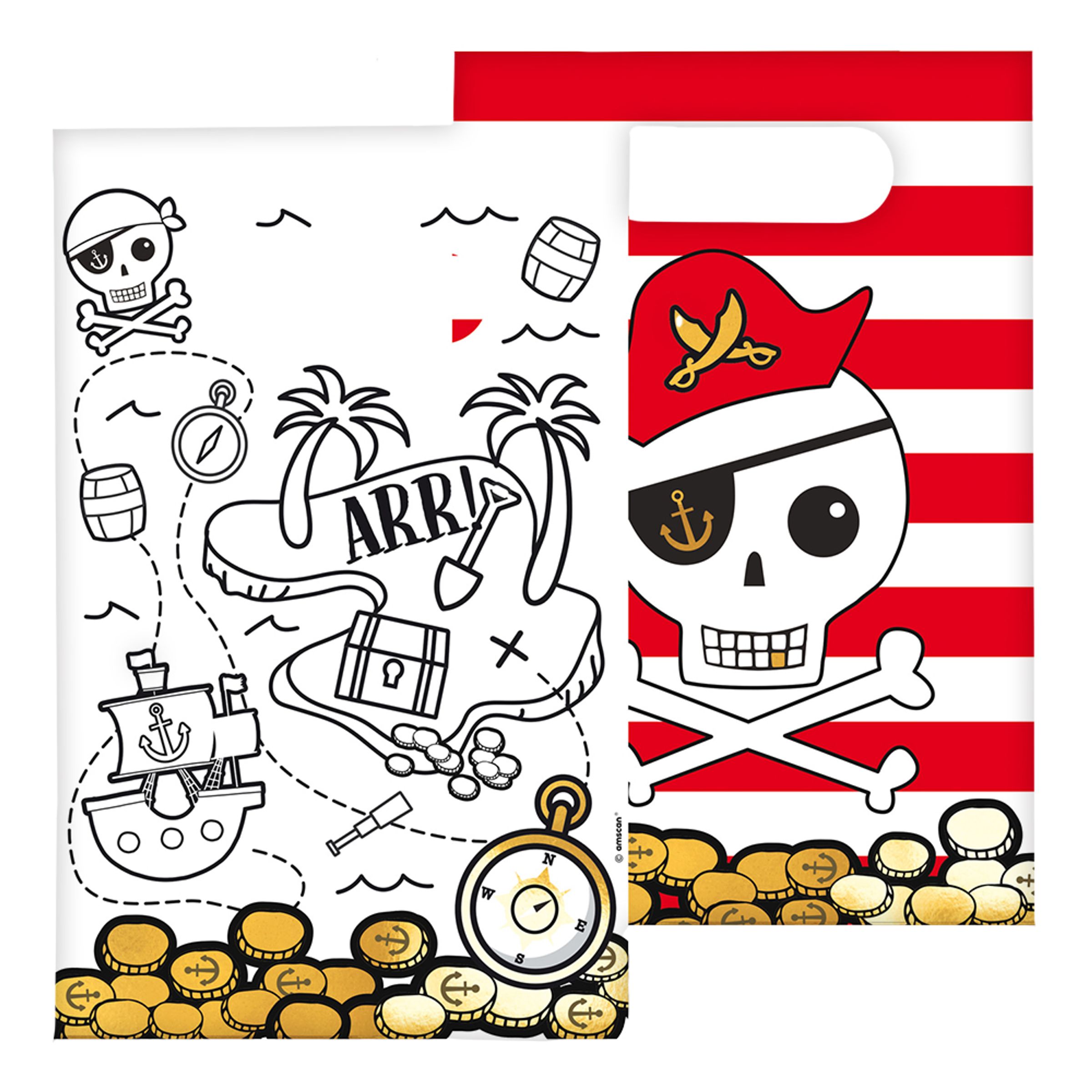 Kalaspåsar Pirate Map - 8-pack | Hem//Festartiklar//Kalastillbehör//Kalaspåsar | PartyOutlet