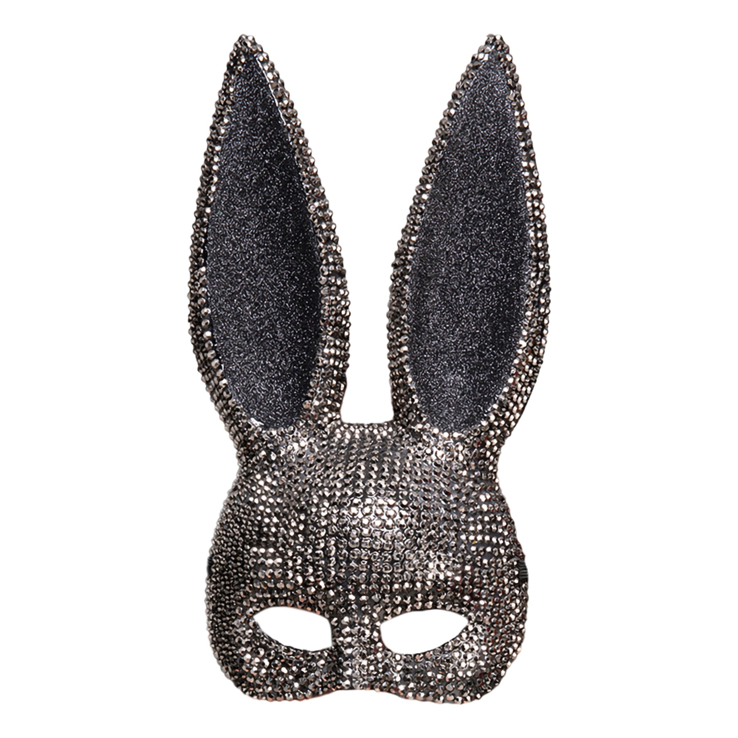 Kanin Halvmask Svart med Strass - One size | Hem//Maskerad//Masker//Djurmasker | PartyOutlet