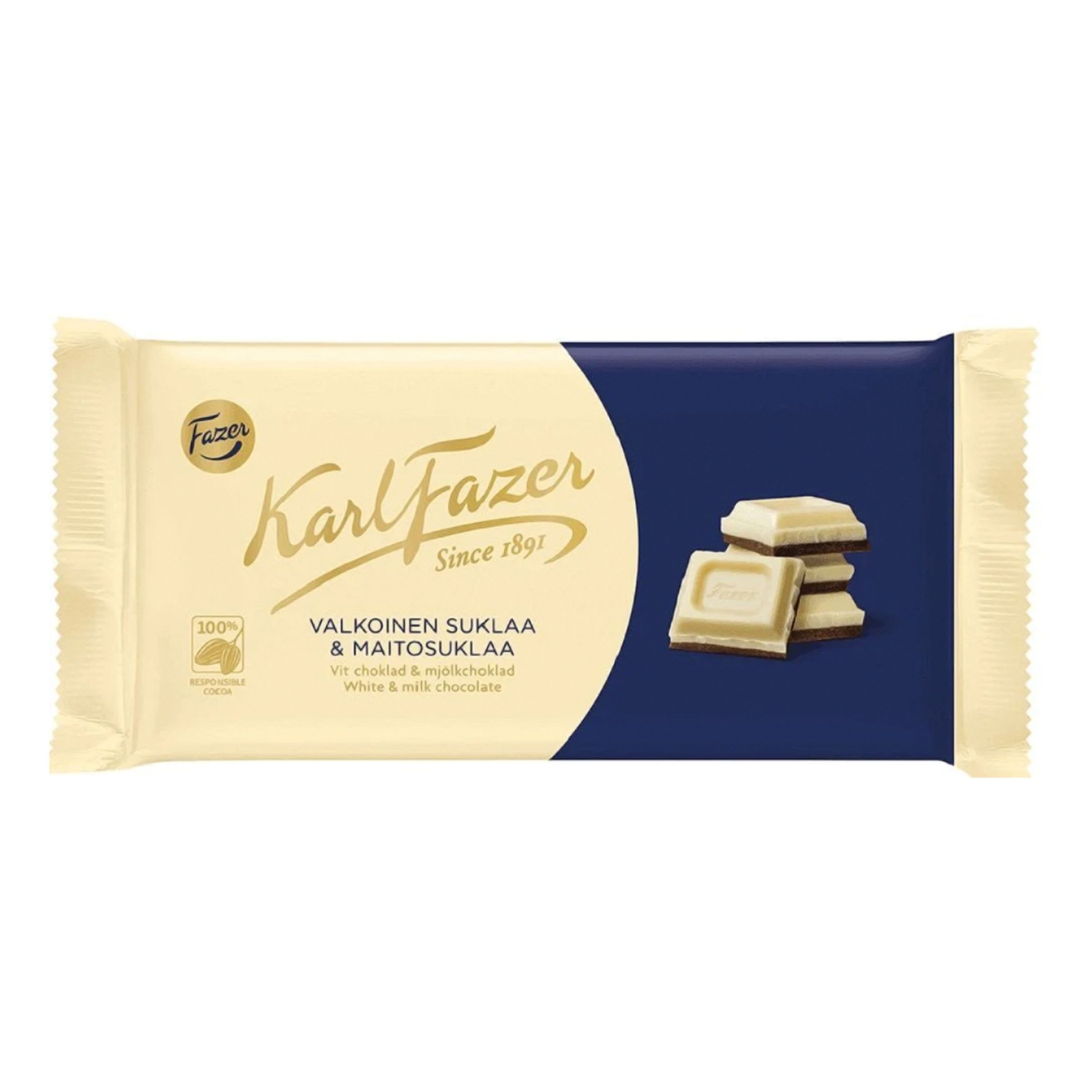 Karl Fazer Vit Choklad & Mjölkchoklad - 131 gram