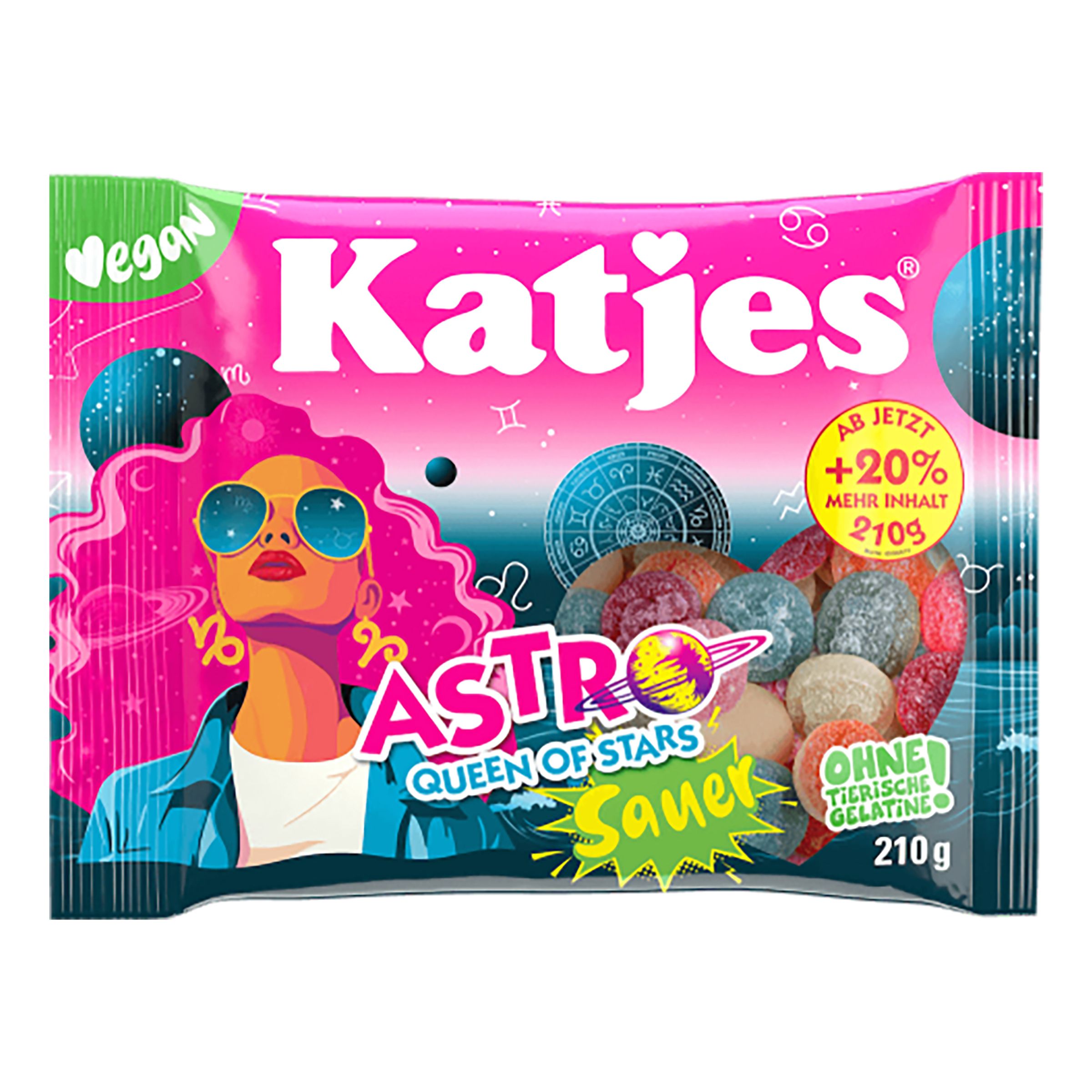 Katjes Astro Queen of Stars Sur - 210 g | Hem - Godis & Läsk - Godis - Surt Godis | Pryloteket