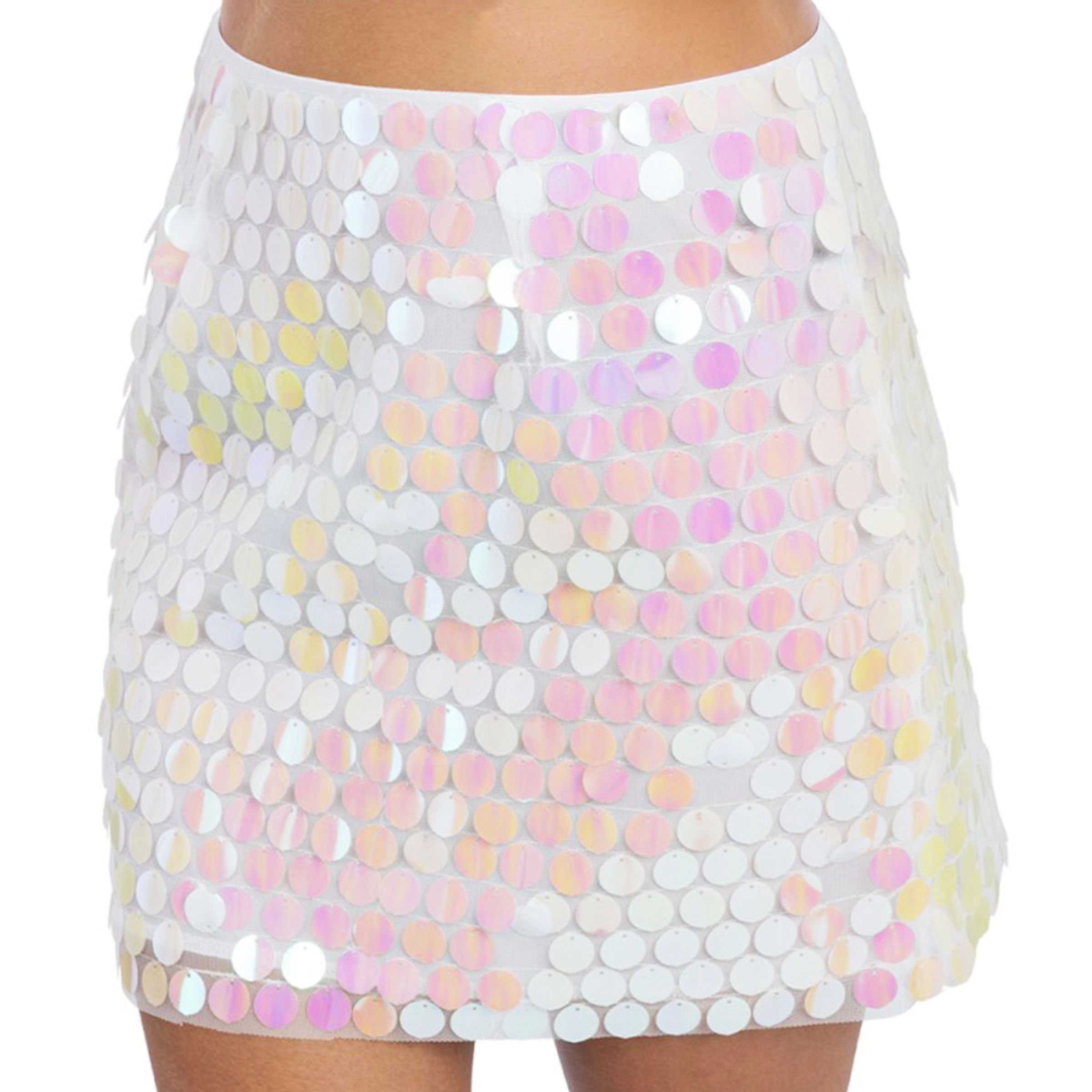 Kjol med Paljetter Iridescent Vit - Medium | Hem - Maskerad - Tillbehör - Kjolar | Maskeradspecialisten