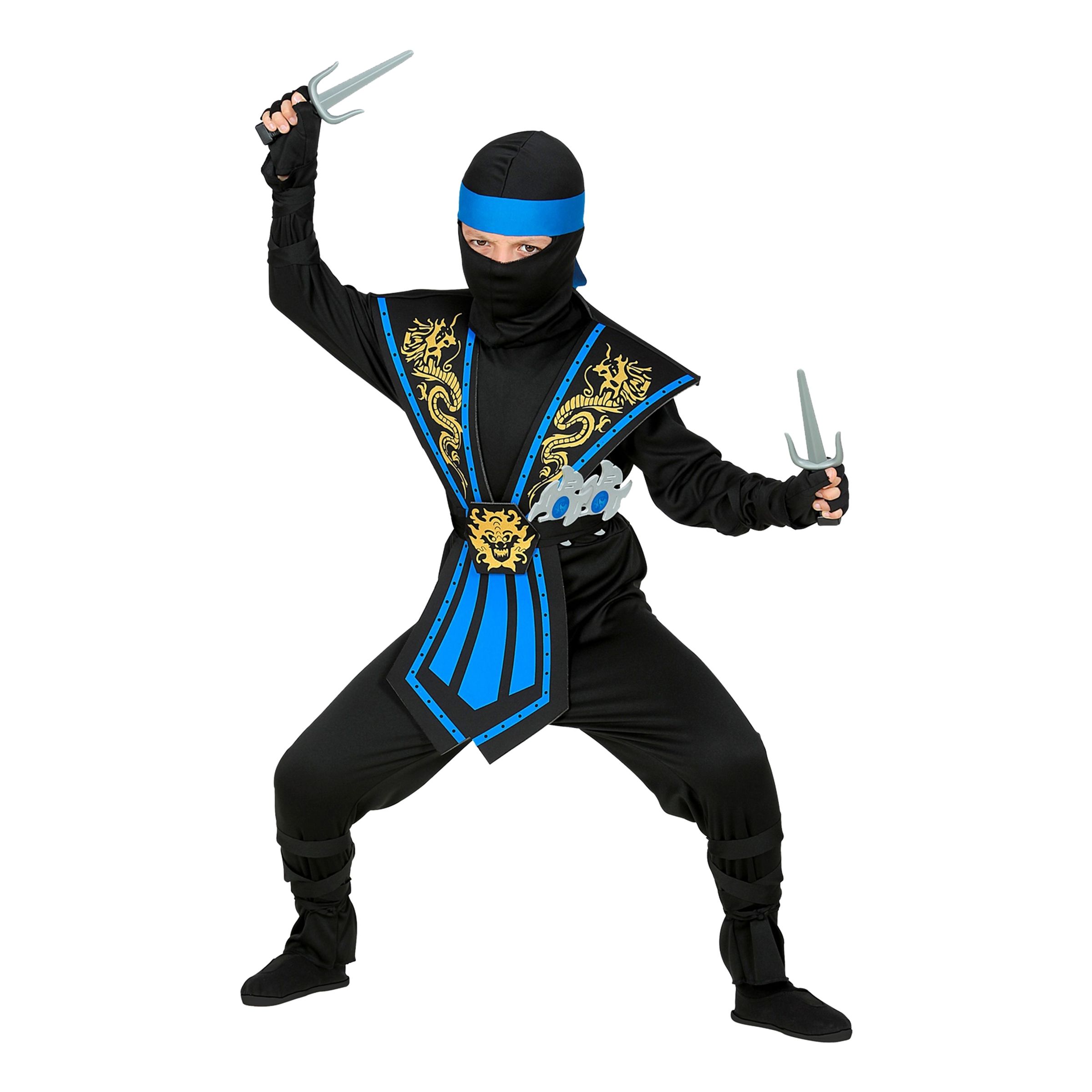 Läs mer om Kombat Ninja Blå Barn Maskeraddräkt - Small
