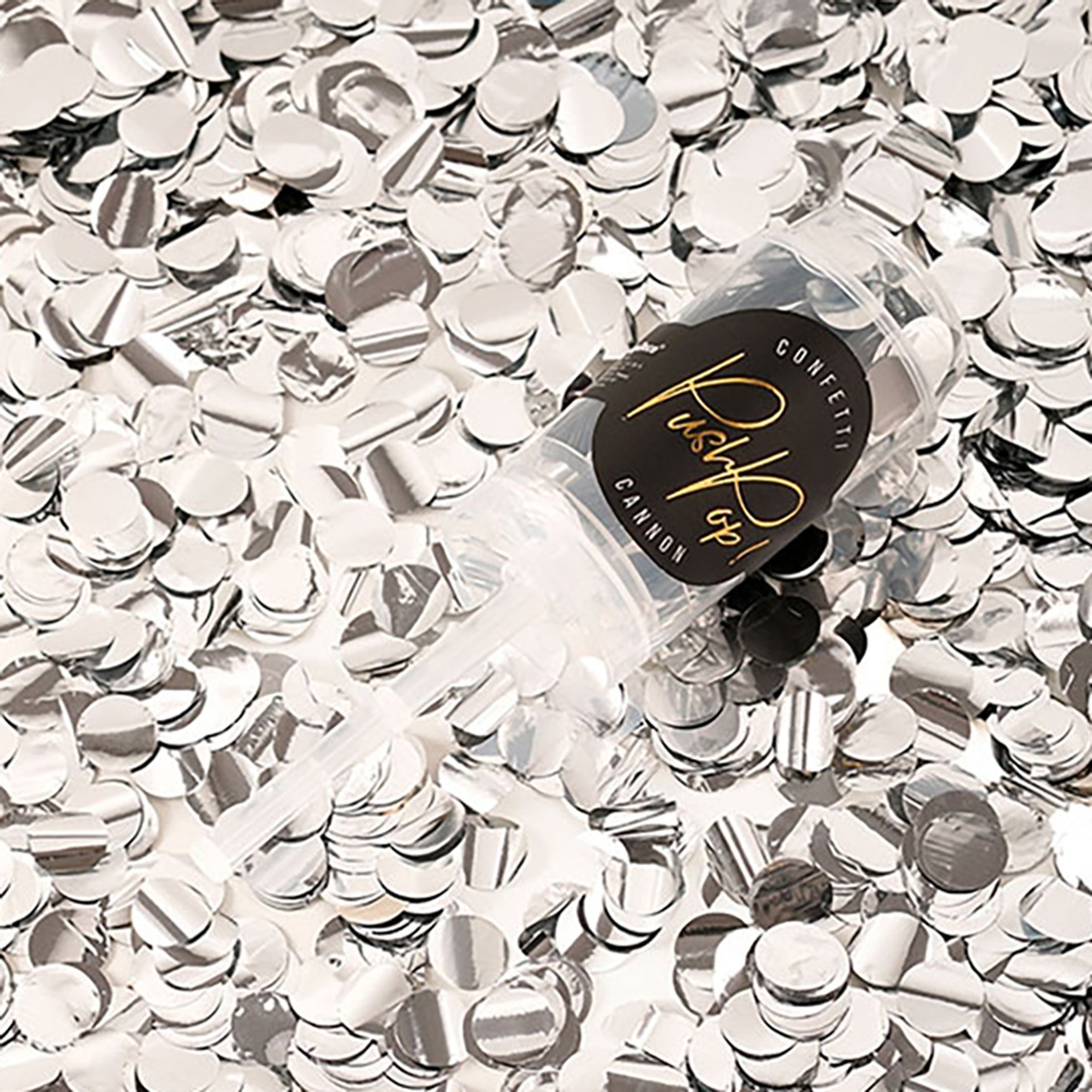Läs mer om Konfetti Push Pop Silver Metallic