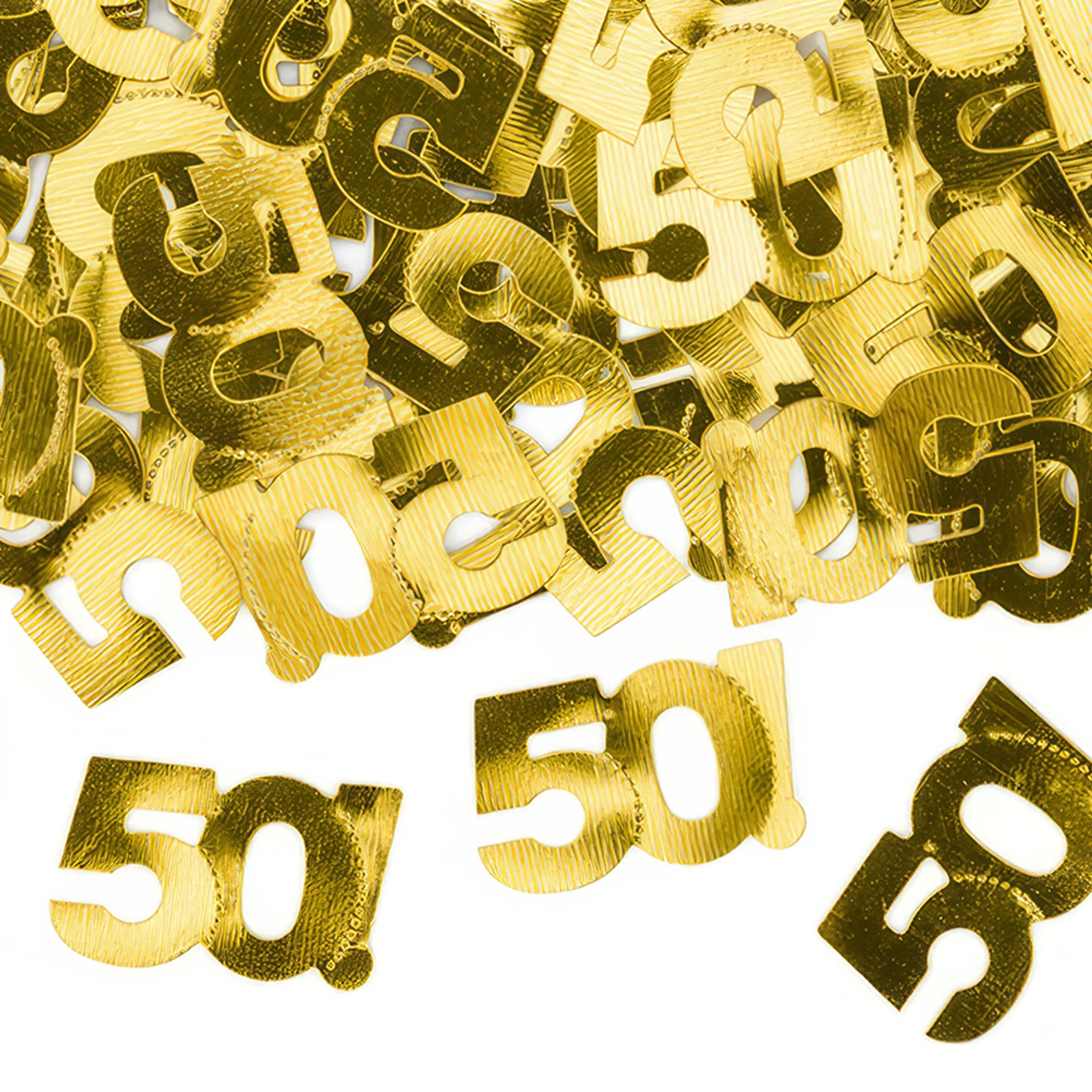 Läs mer om Konfetti Siffra 50 Guld Metallic