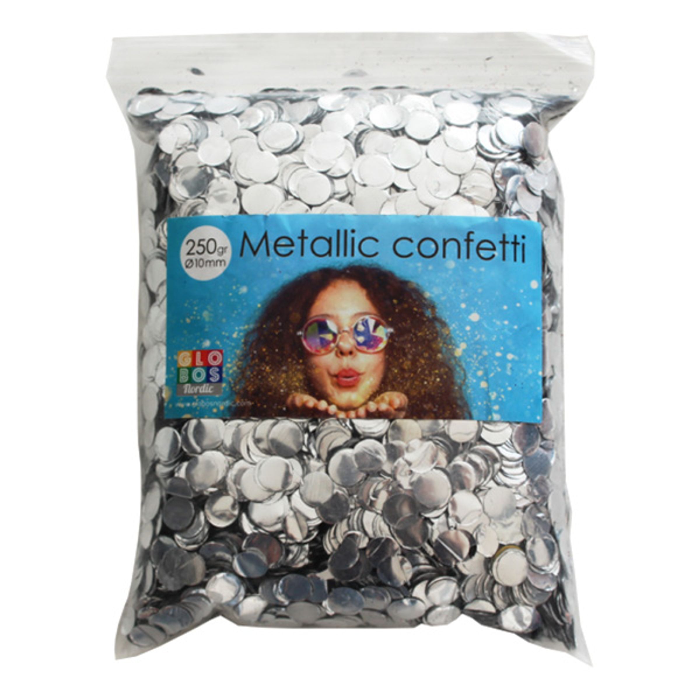 Konfetti Silver Metallic Runda - 250 gram