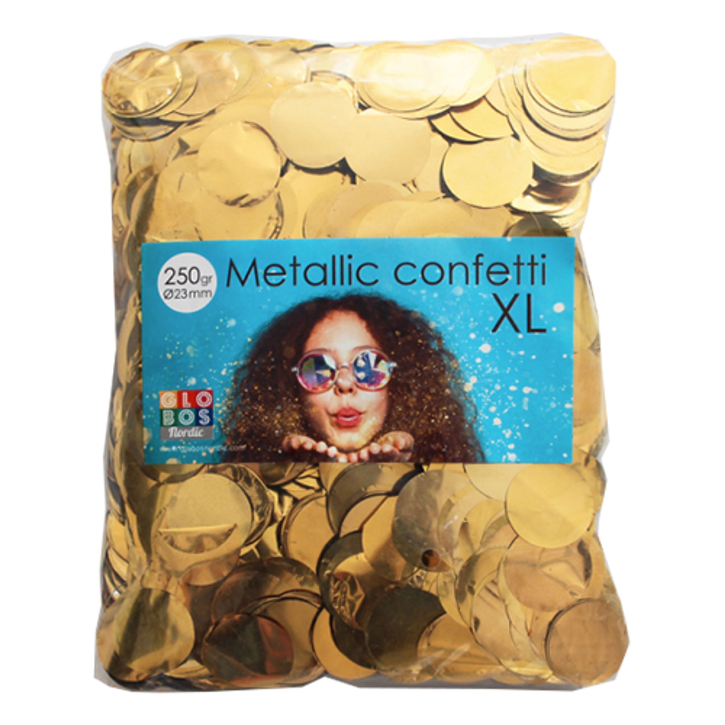 Läs mer om Konfetti Stora Guld Metallic - 250 gram