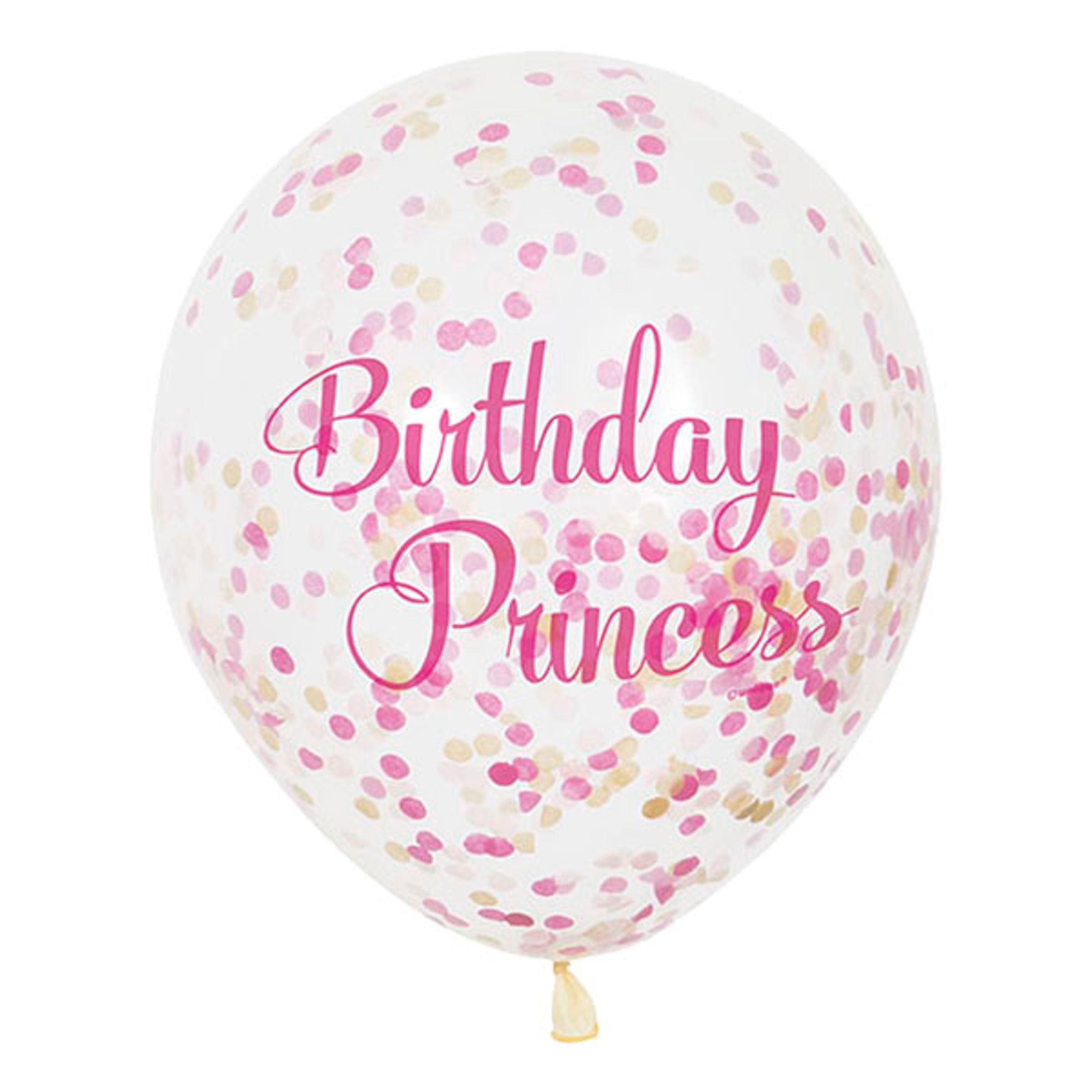 Läs mer om Konfettiballonger Rosa Birthday Princess - 6-pack
