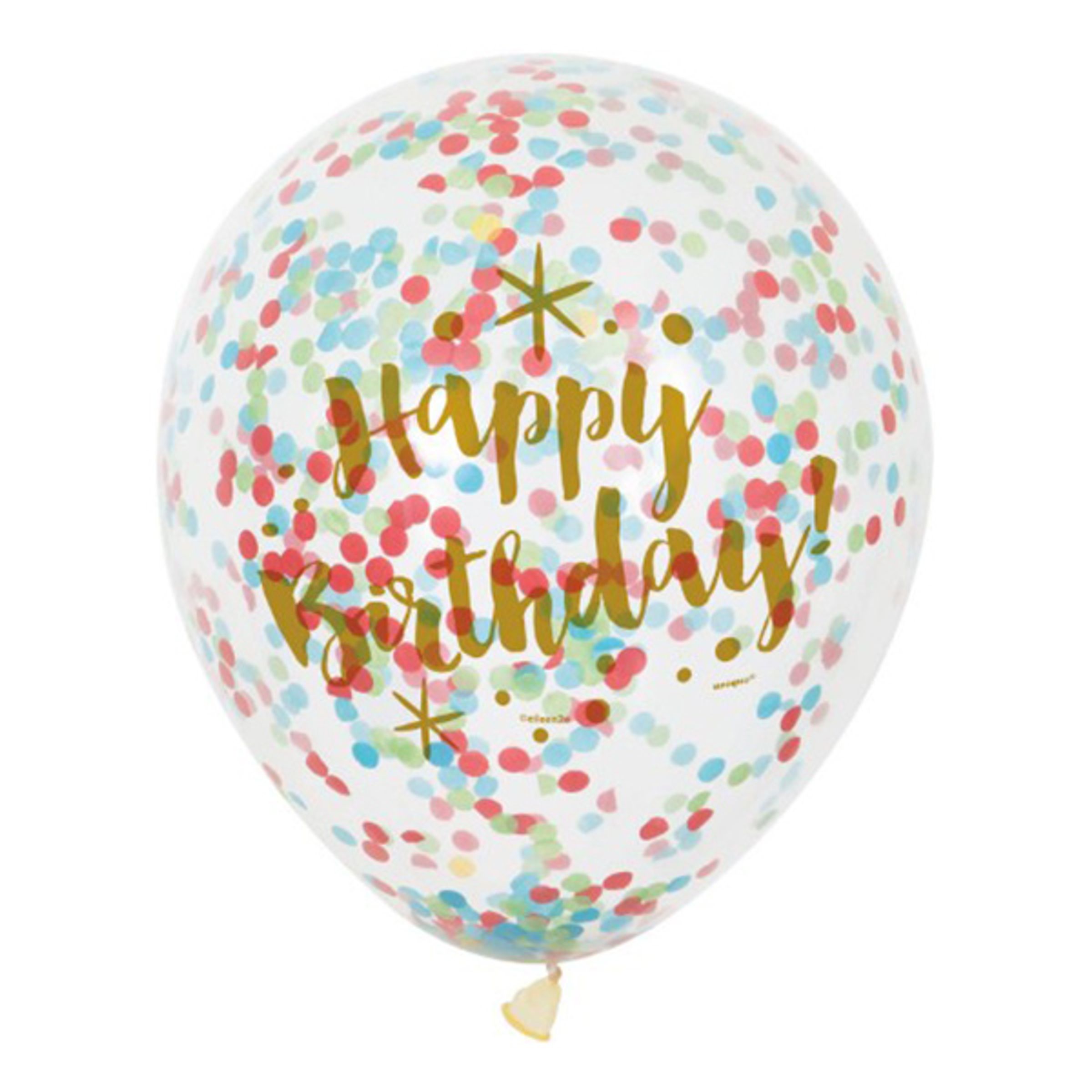 Läs mer om Konfettiballonger Flerfärgad Happy Birthday - 6-pack