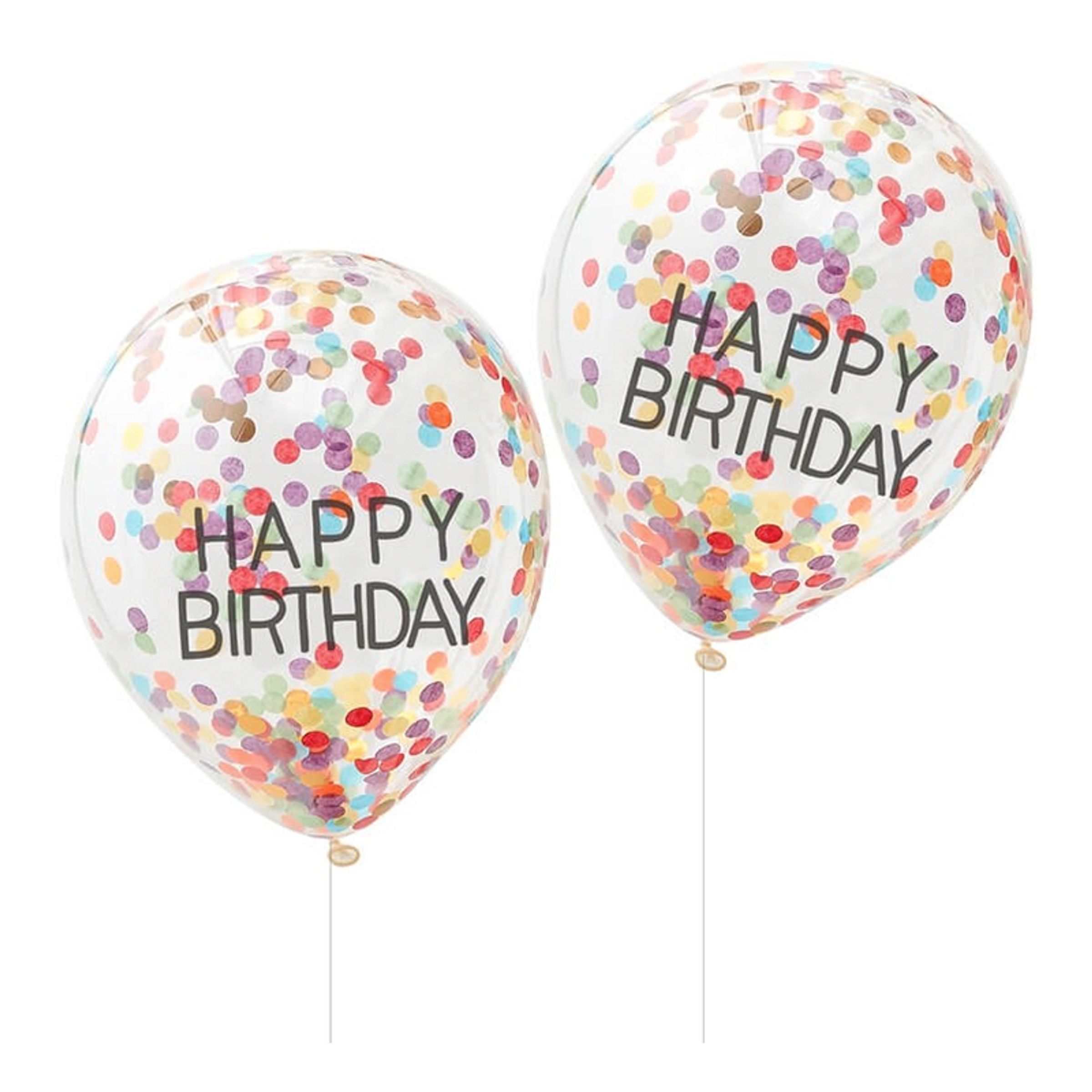 Läs mer om Konfettiballonger Happy Birthday Regnbågsfärger - 5-pack