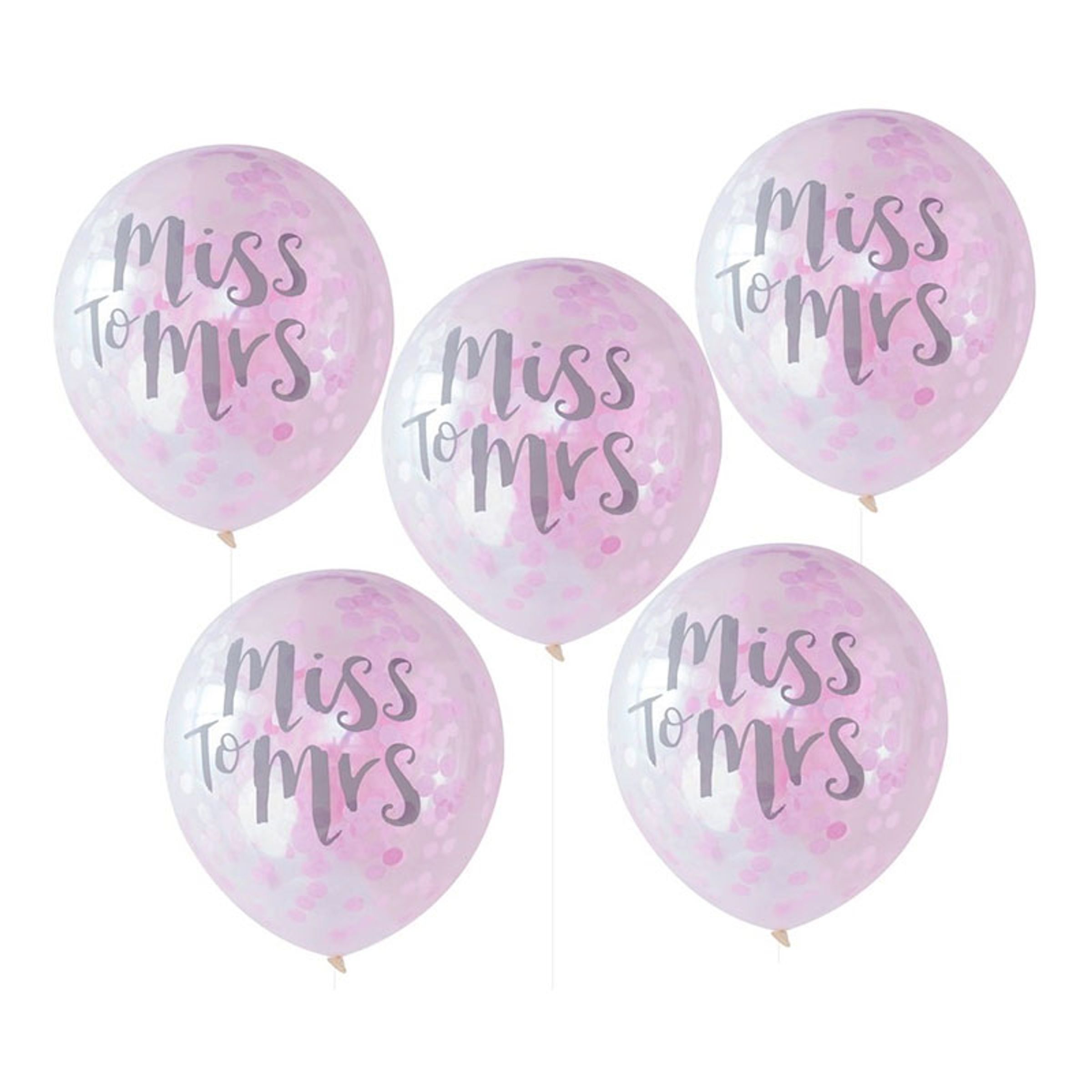 Konfettiballonger Miss To Mrs - 5-pack