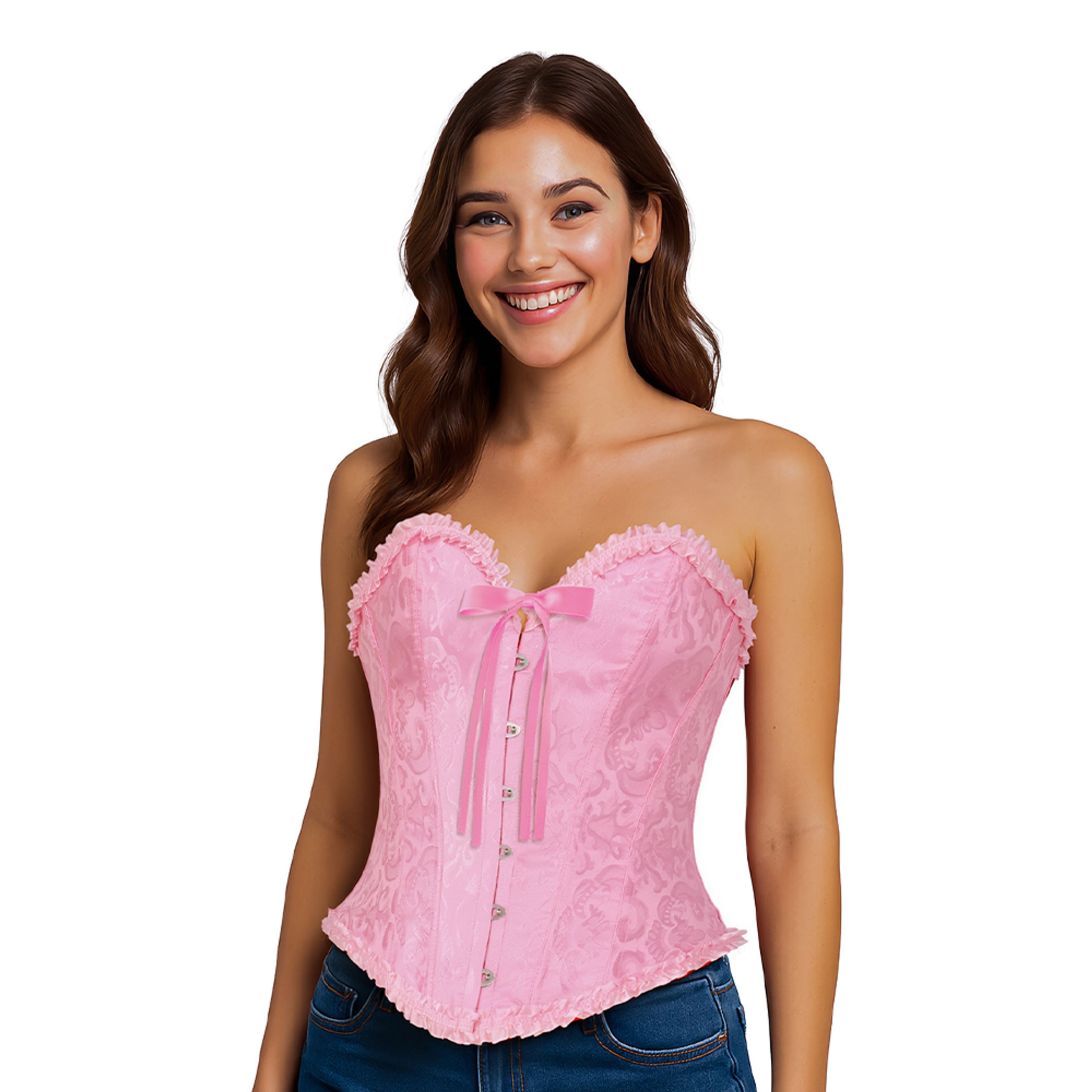 Korsett Rosa med Volanger - Large | Hem - Maskerad - Tillbehör - Korsetter | Pryloteket