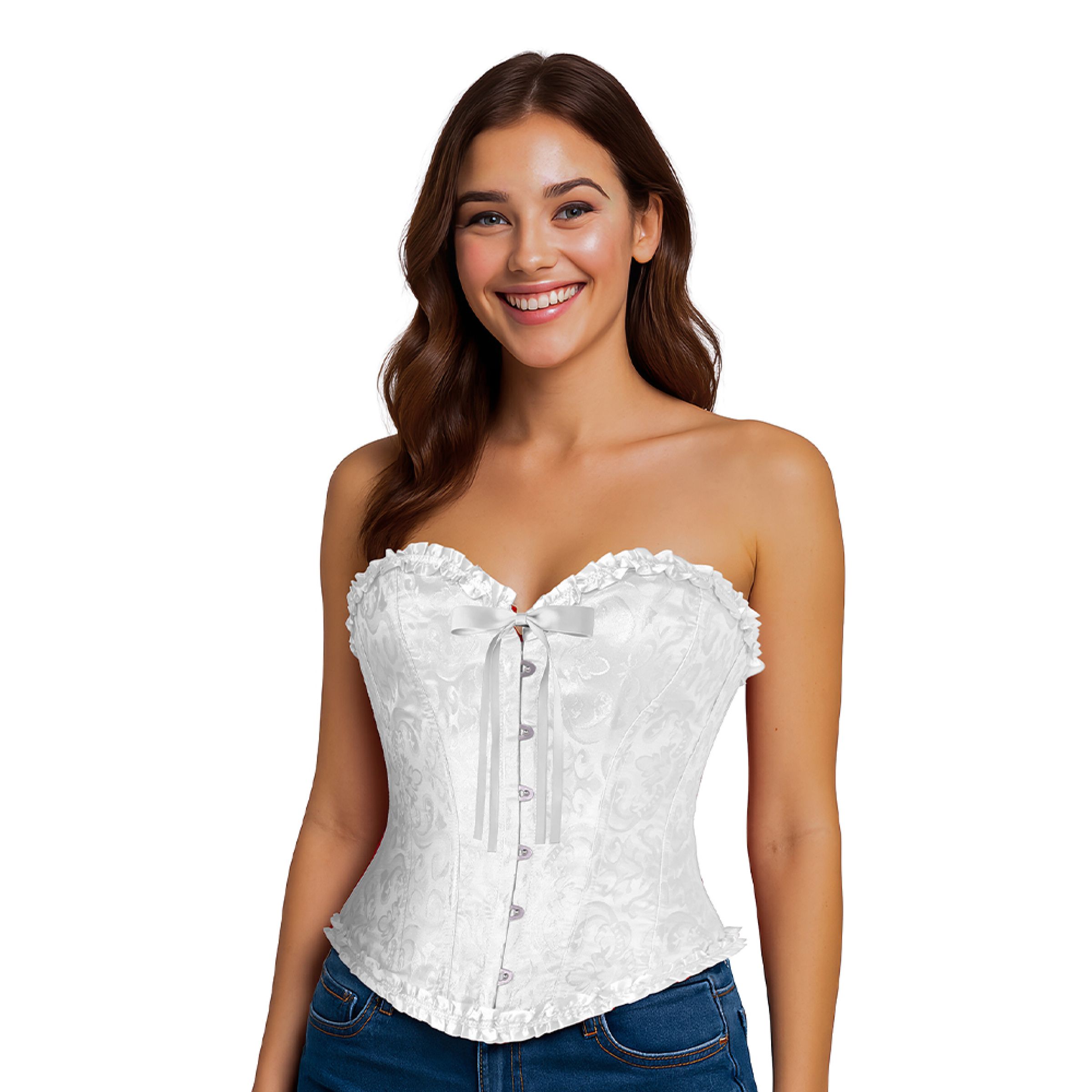 Korsett Vit med Volanger - Large | Hem - Maskerad - Tillbehör - Korsetter | Party Outlet