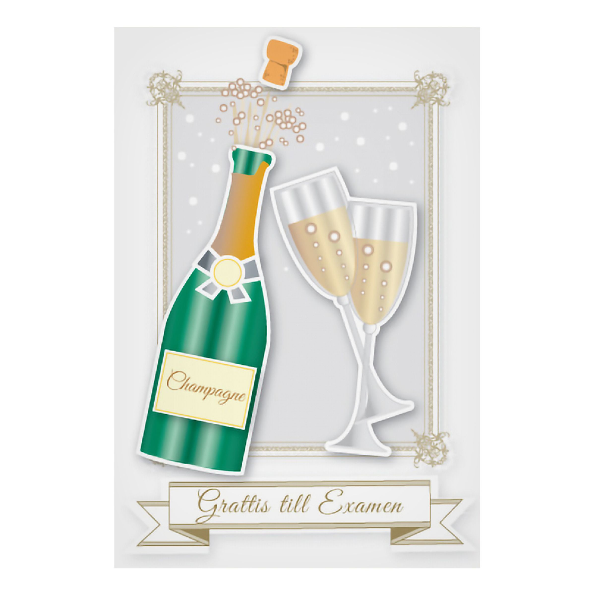 Kort Examen Champagneglas | Hem - Teman - Högtider - Student - Studentkort & Examenskort | Maskeradspecialisten
