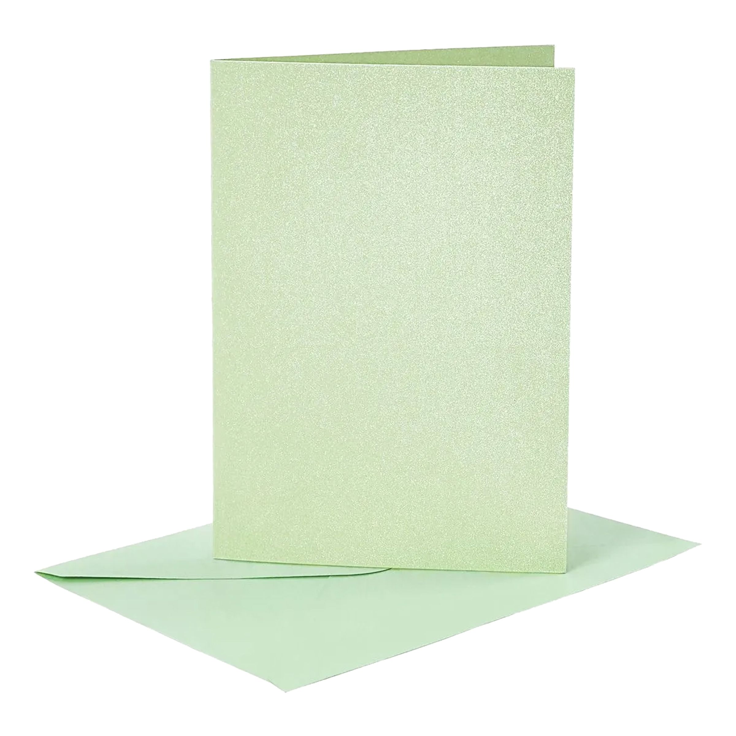 Läs mer om Kort med Kuvert Ljusgrön Glittrigt - 4-pack