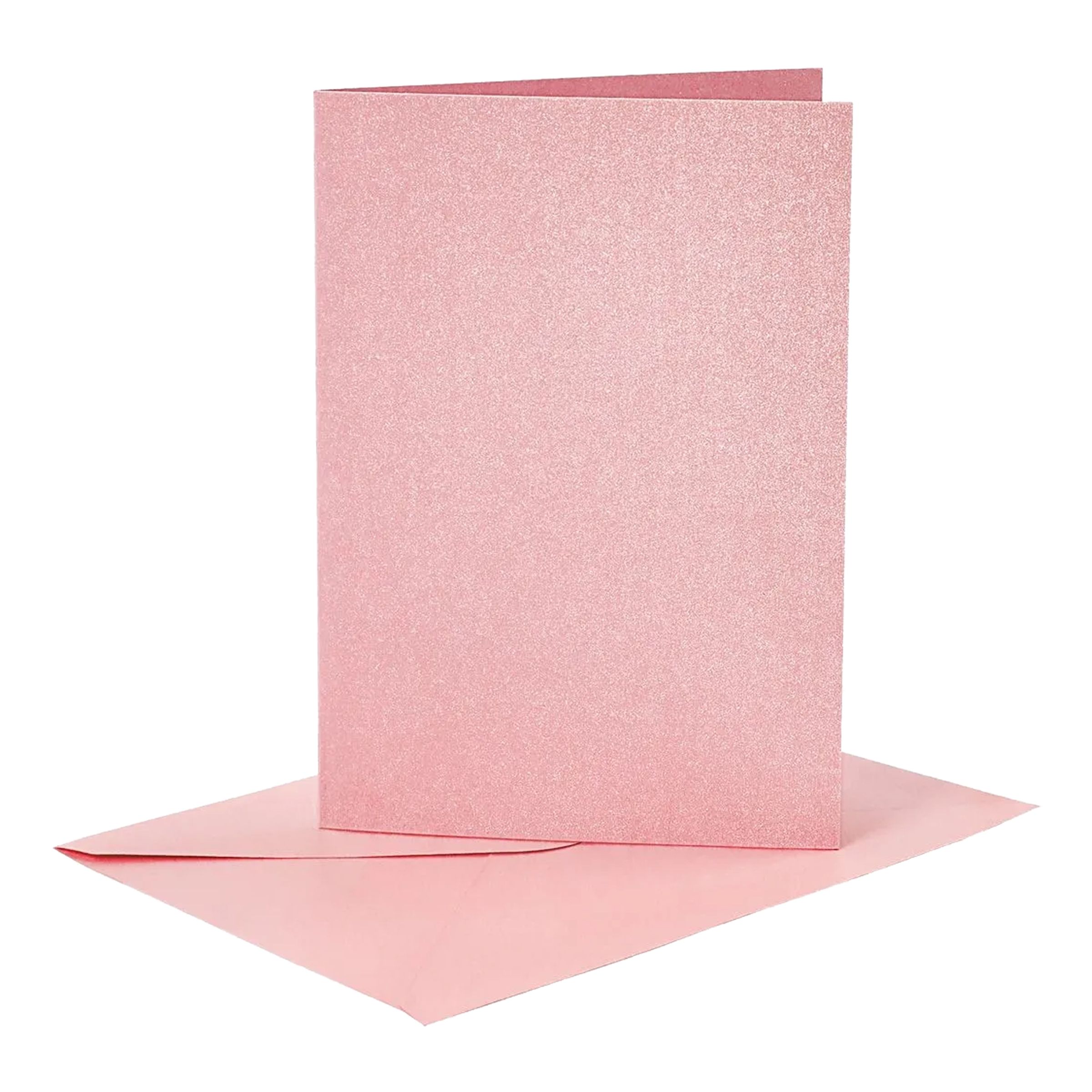 Läs mer om Kort med Kuvert Rosa Glittrigt - 4-pack