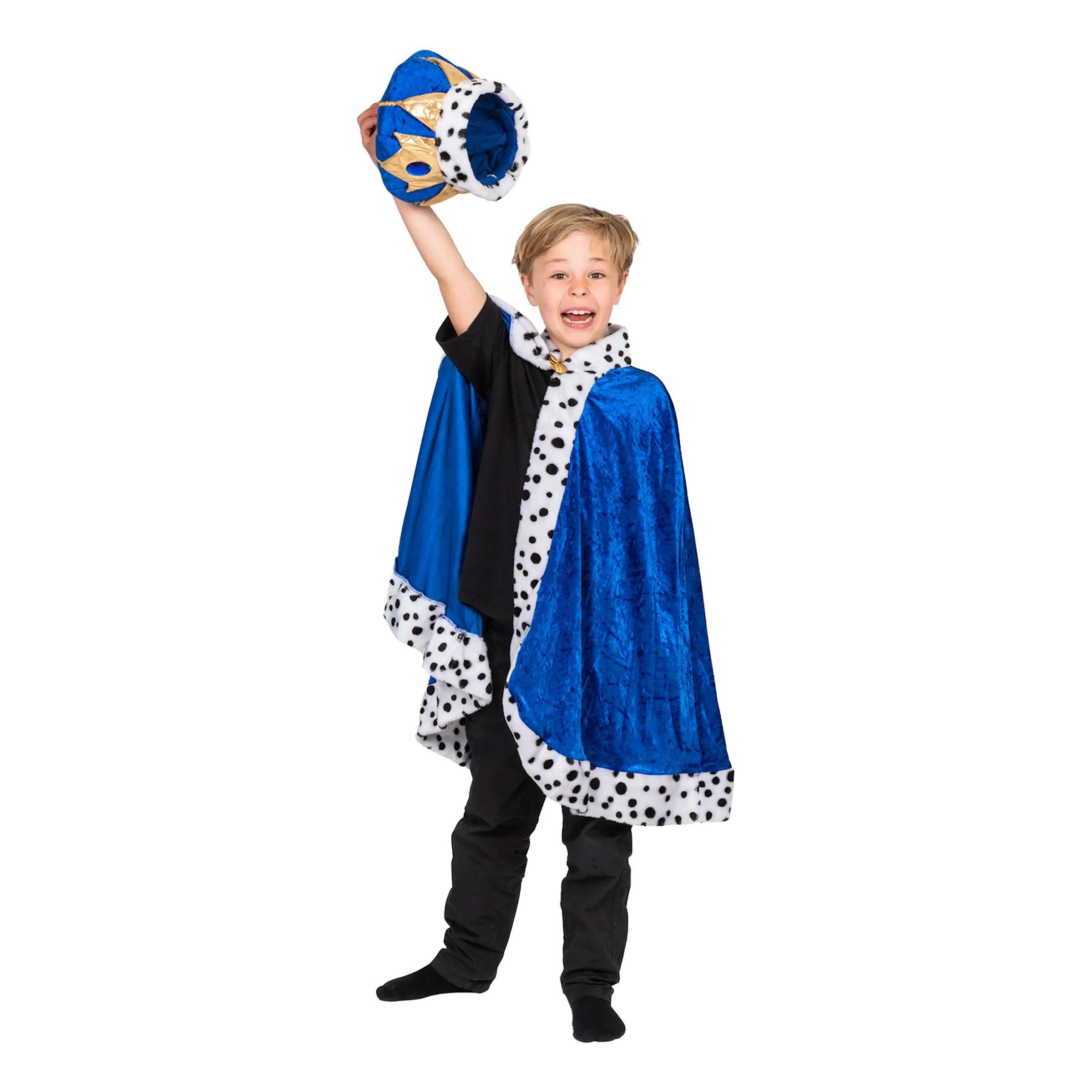Kungamantel Blå Sammet för Barn - One size | Hem - Maskerad - Maskeraddräkter - Kung- & Drottningdräkter | Pryloteket