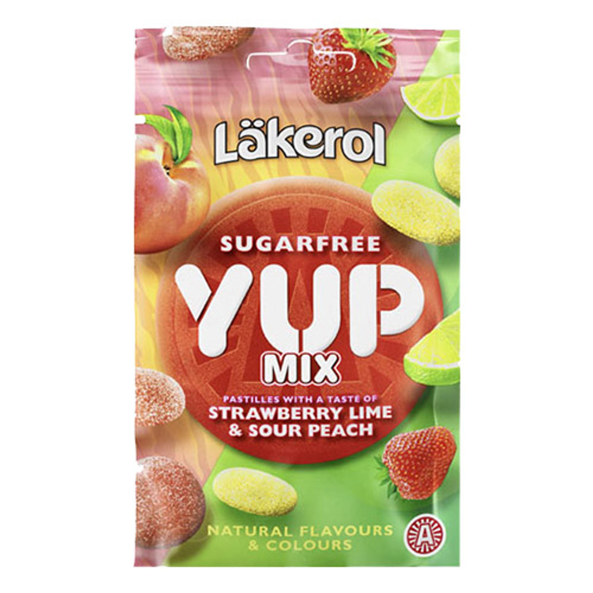 Läs mer om Läkerol Yup Mix Sour Peach & Strawberry/Lime - 1-pack