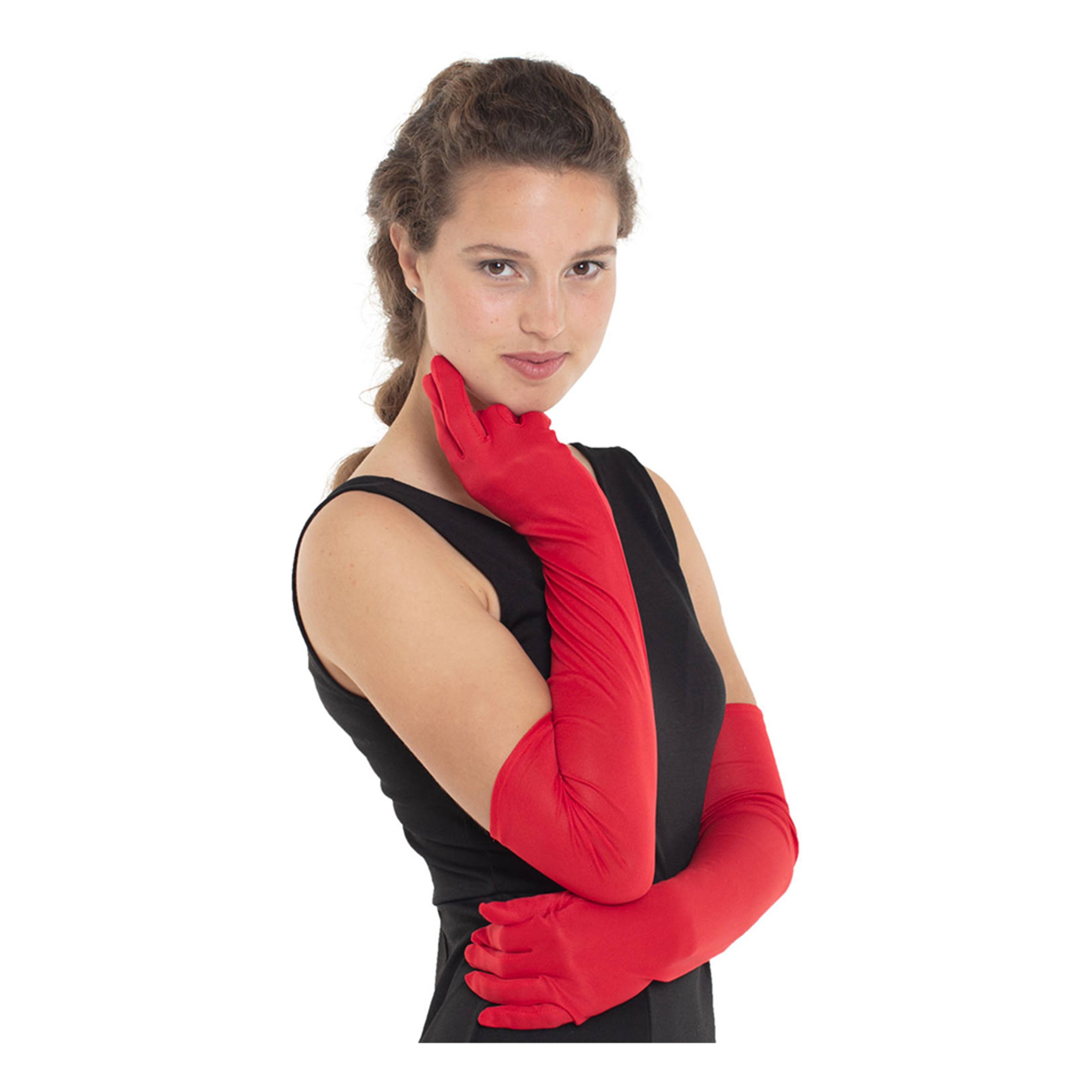 Läs mer om Långa Handskar Röda - One size