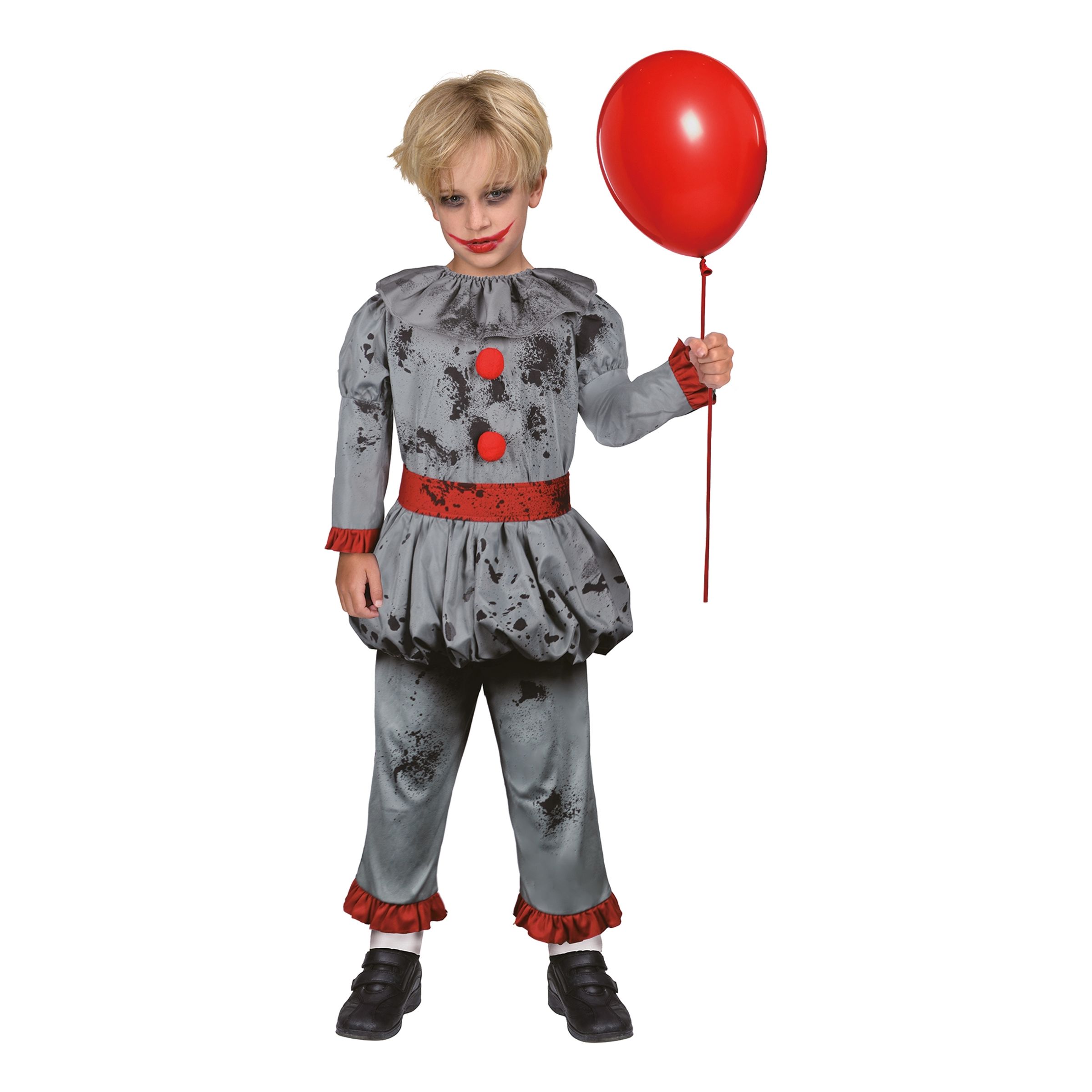 Läs mer om Läskig Clown Barn Maskeraddräkt - X-Small