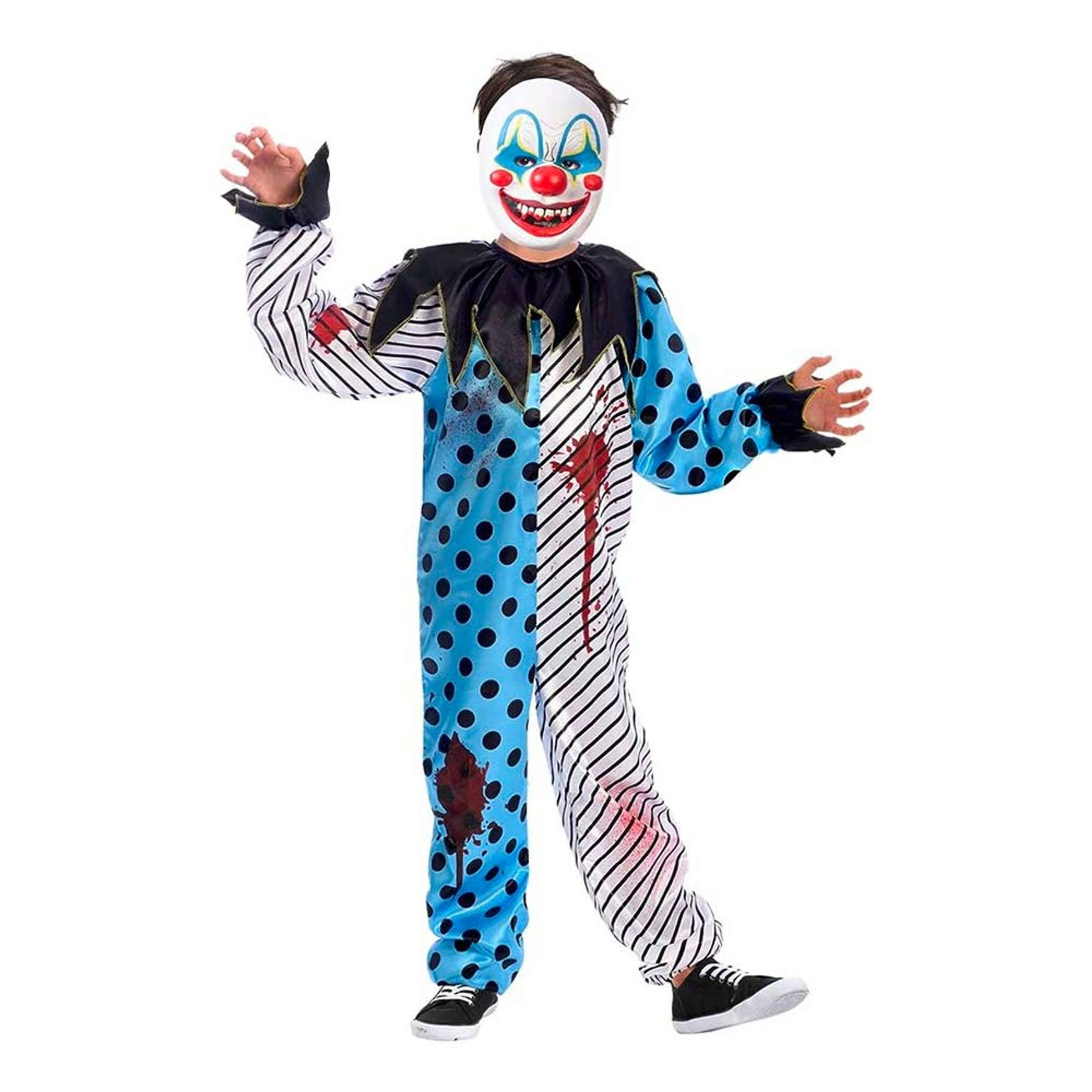 Läs mer om Läskig Clown med Blod Barn Maskeraddräkt - X-Large
