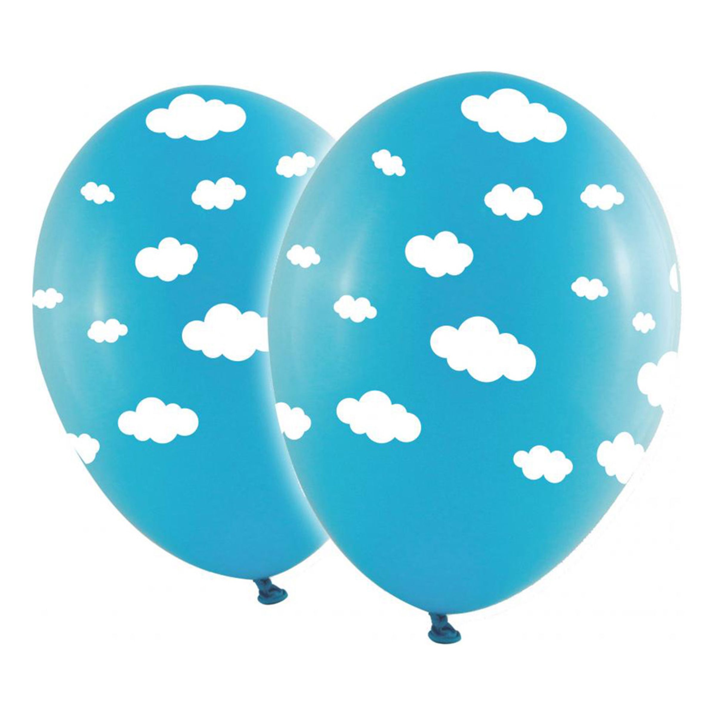 Latexballonger Babyblå med Vita Moln - 10-pack