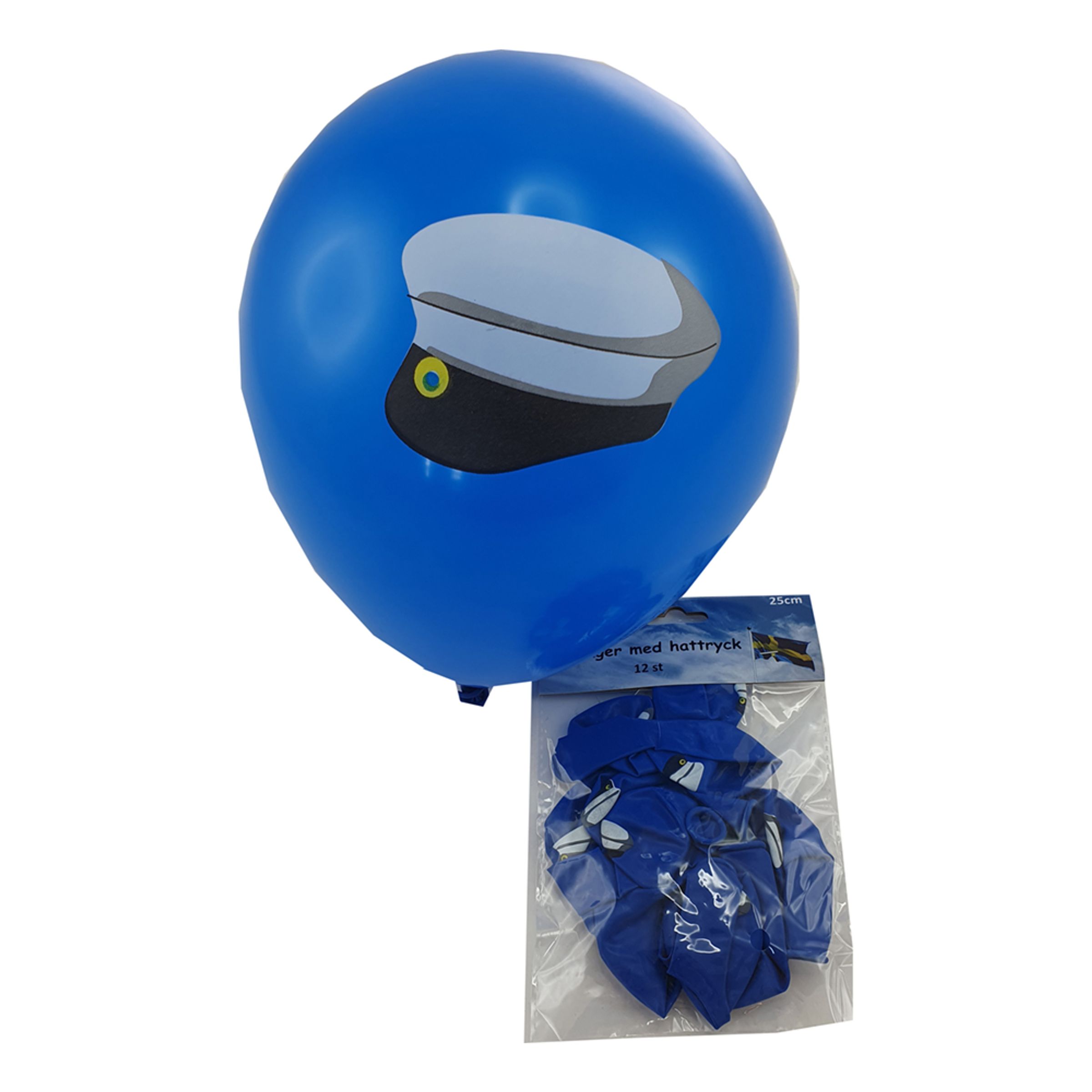 Latexballonger Blåa med Studentmössa - 12-pack