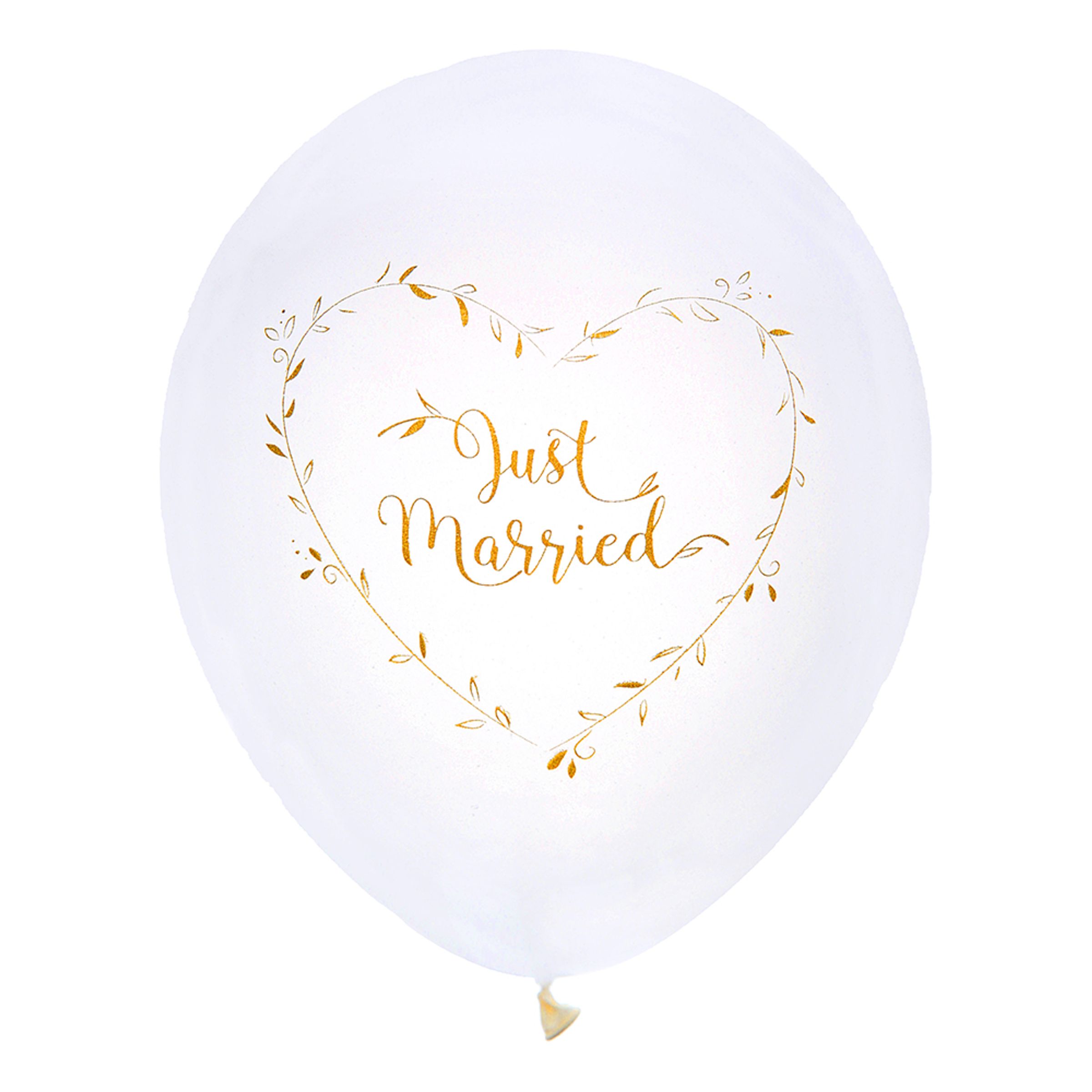 Läs mer om Latexballonger Just Married Vit/Guld - 8-pack