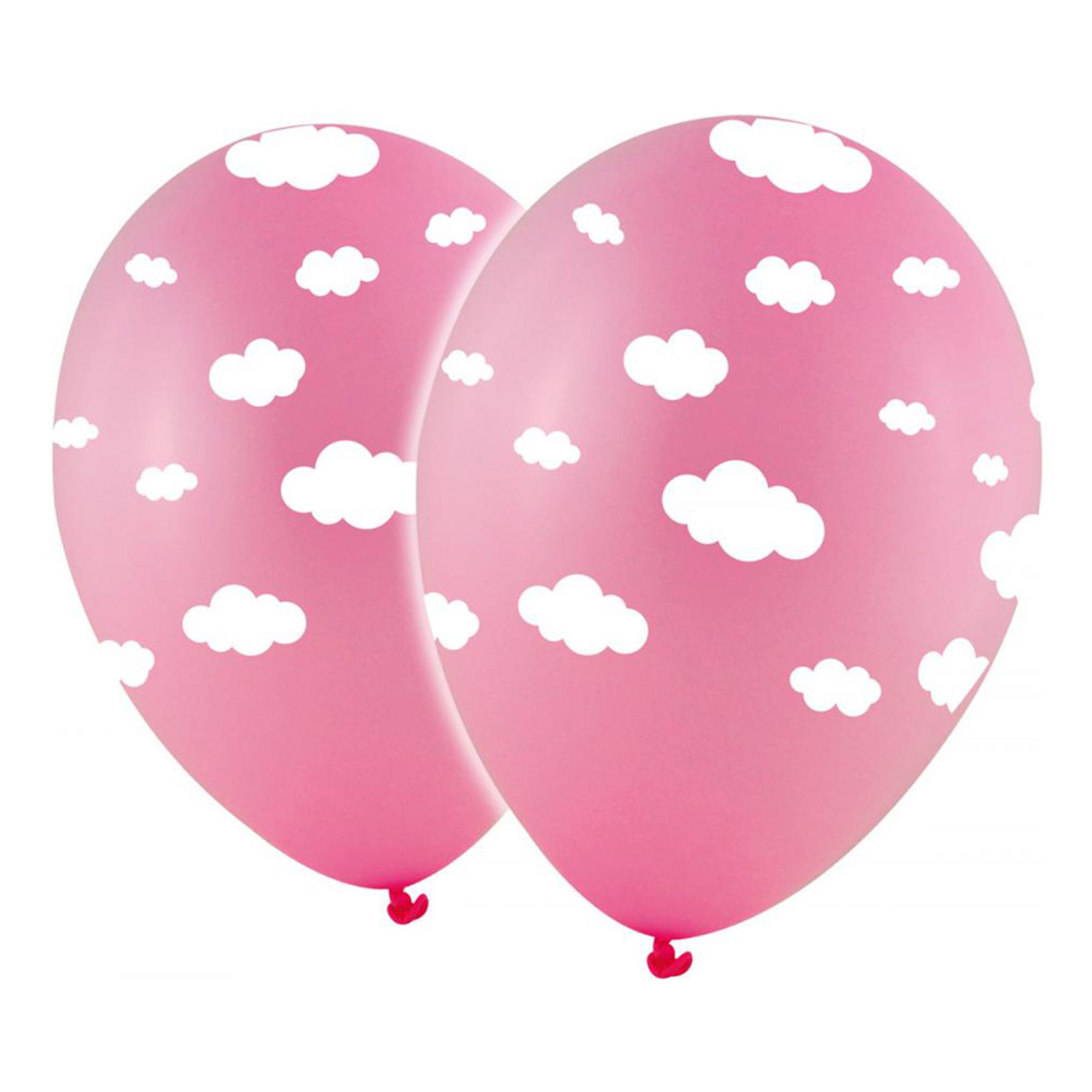 Läs mer om Latexballonger Rosa med Vita Moln - 10-pack