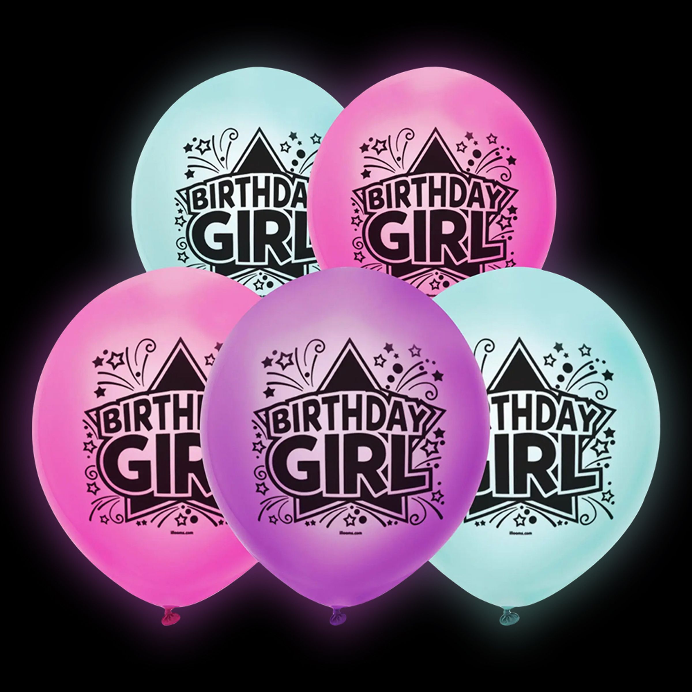 LED-Ballonger Birthday Girl - 5-pack | Hem//Festartiklar//Ballonger//LED-ballonger | PartyOutlet