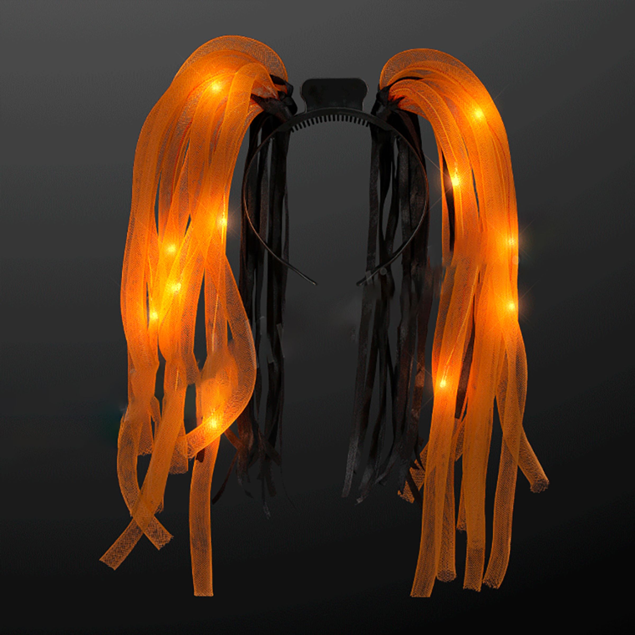 LED Diadem med Dreadlocks - Orange