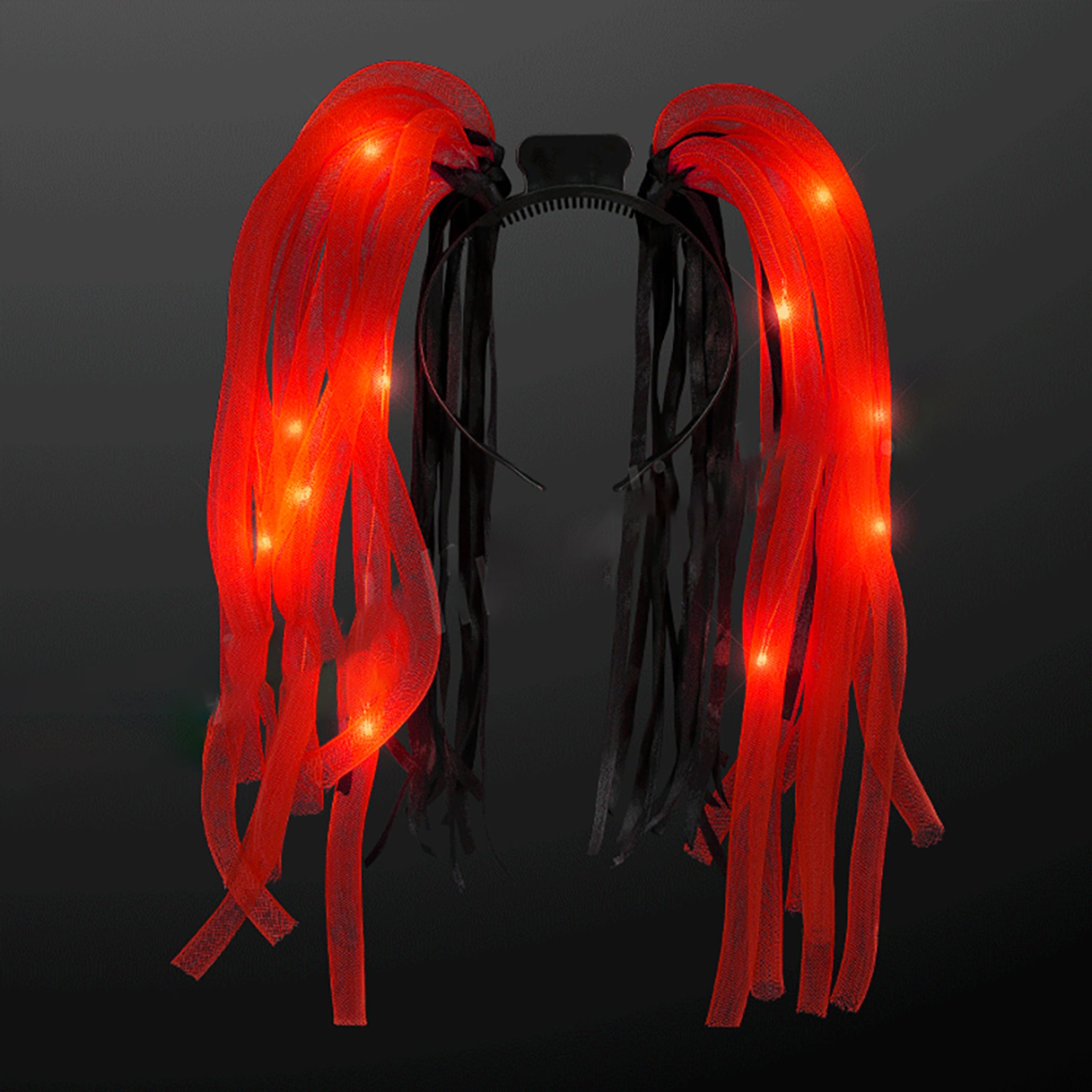 LED Diadem med Dreadlocks - Röd