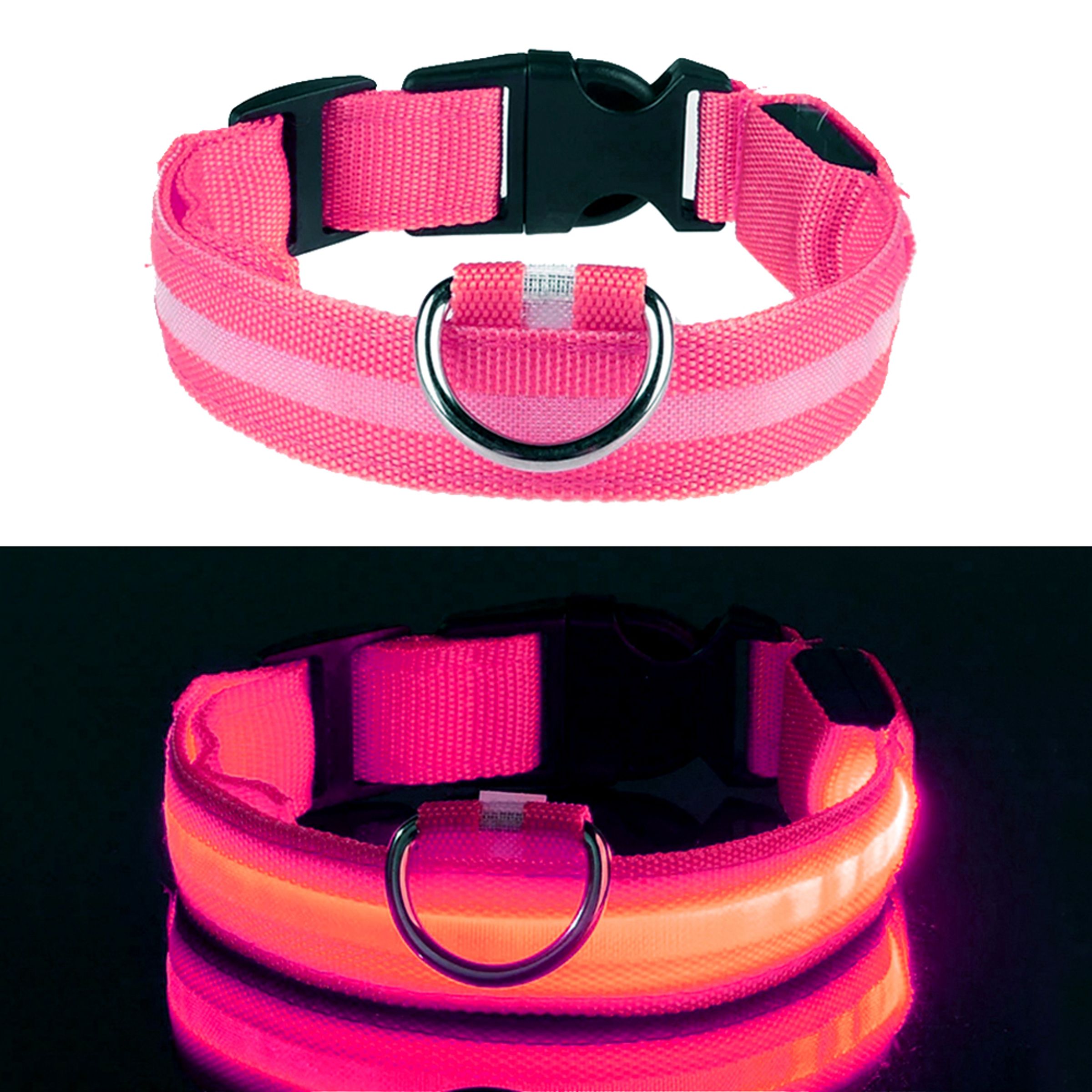 LED Hundhalsband - Rosa - Small