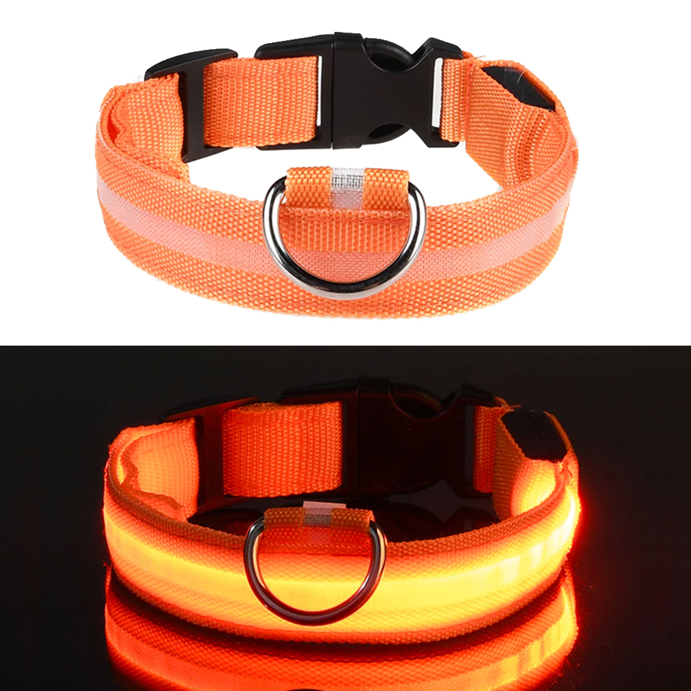 LED Hundhalsband - Orange - Small