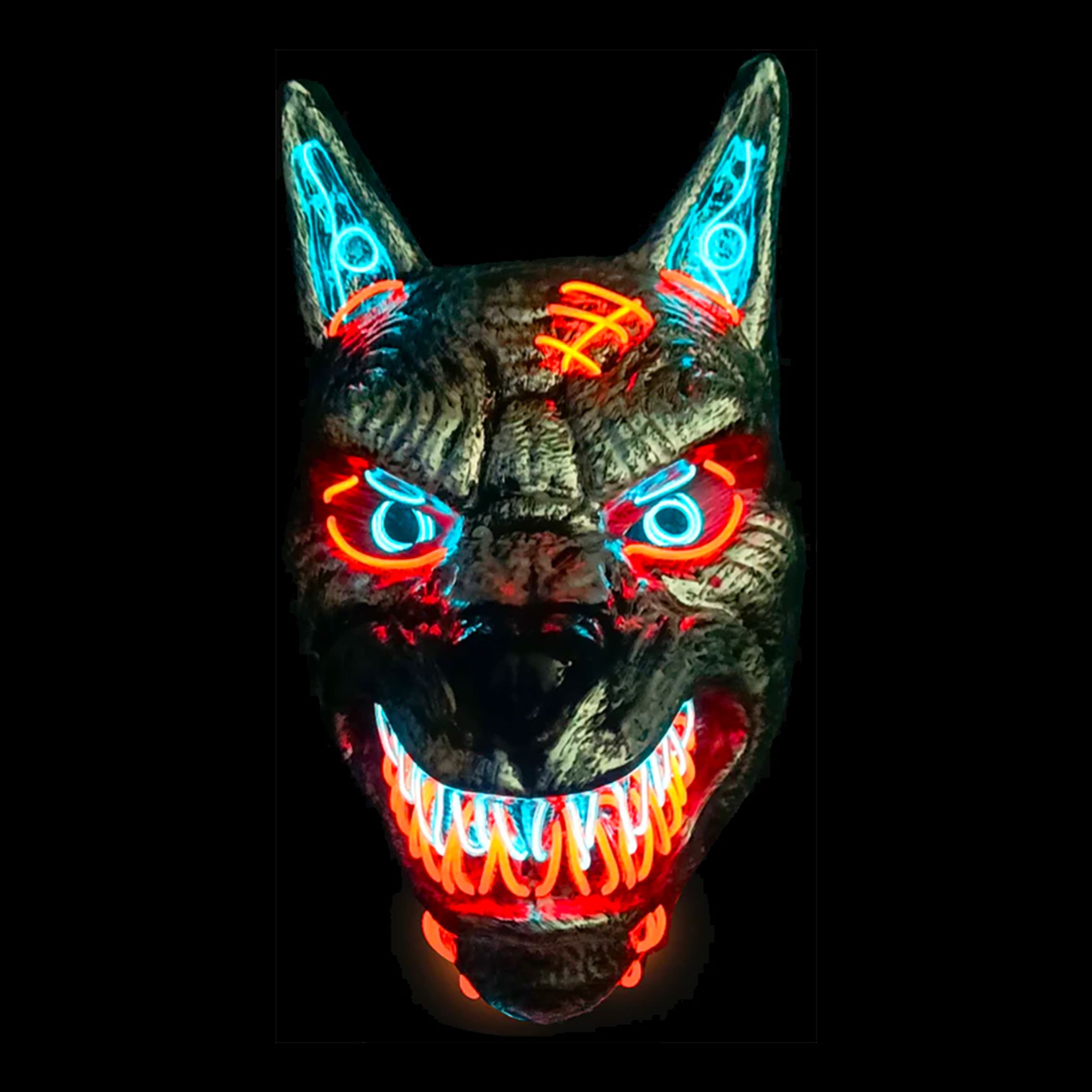 Läs mer om El Wire Wolf LED Mask - One size