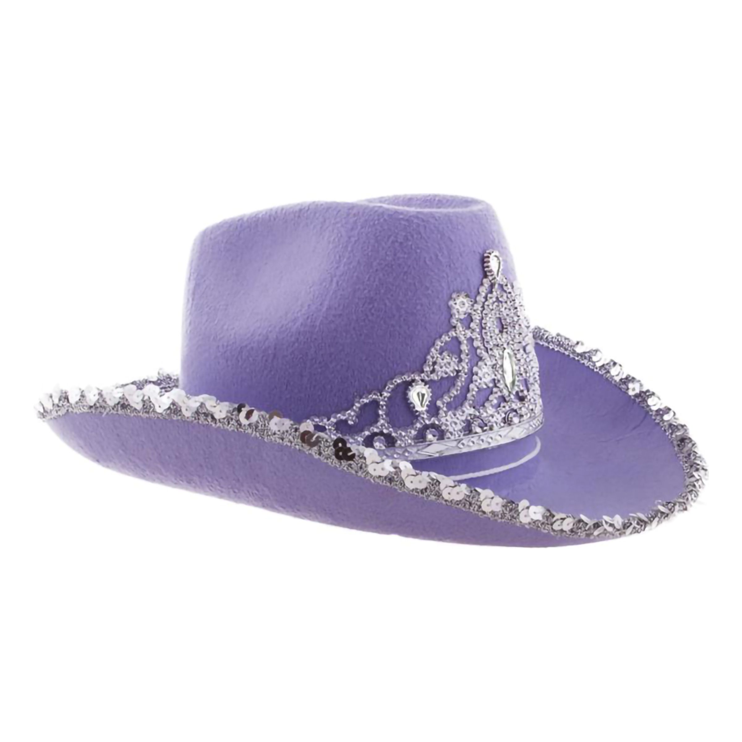 Lila Cowboyhatt med Tiara - One size