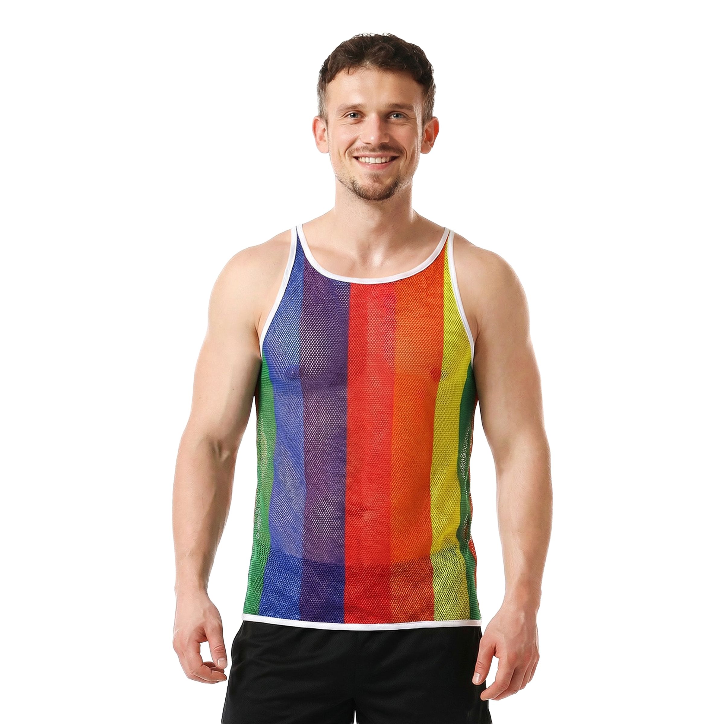 Flerfarvet Mesh Tanktop Herre - Large