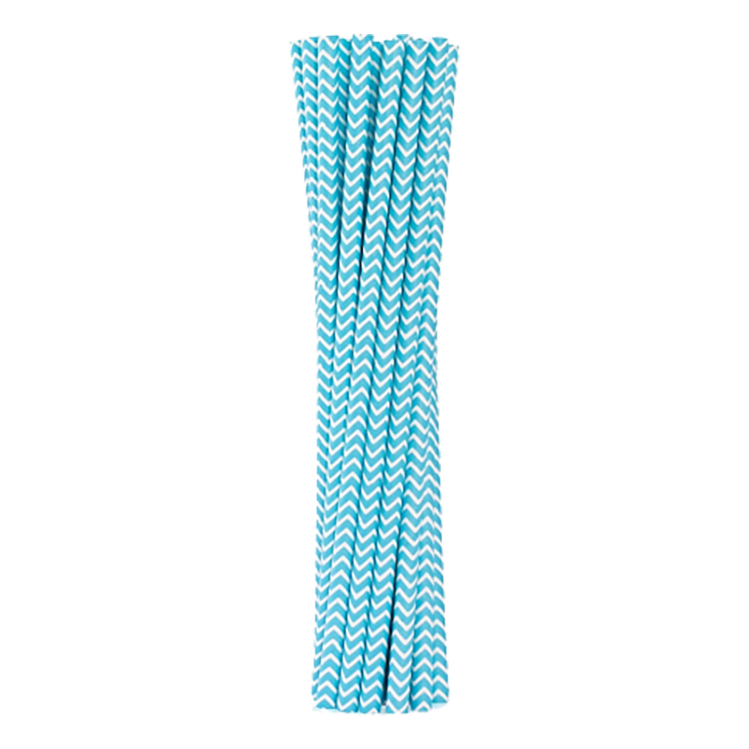 Ljusblå Papperssugrör Chevron - 12-pack
