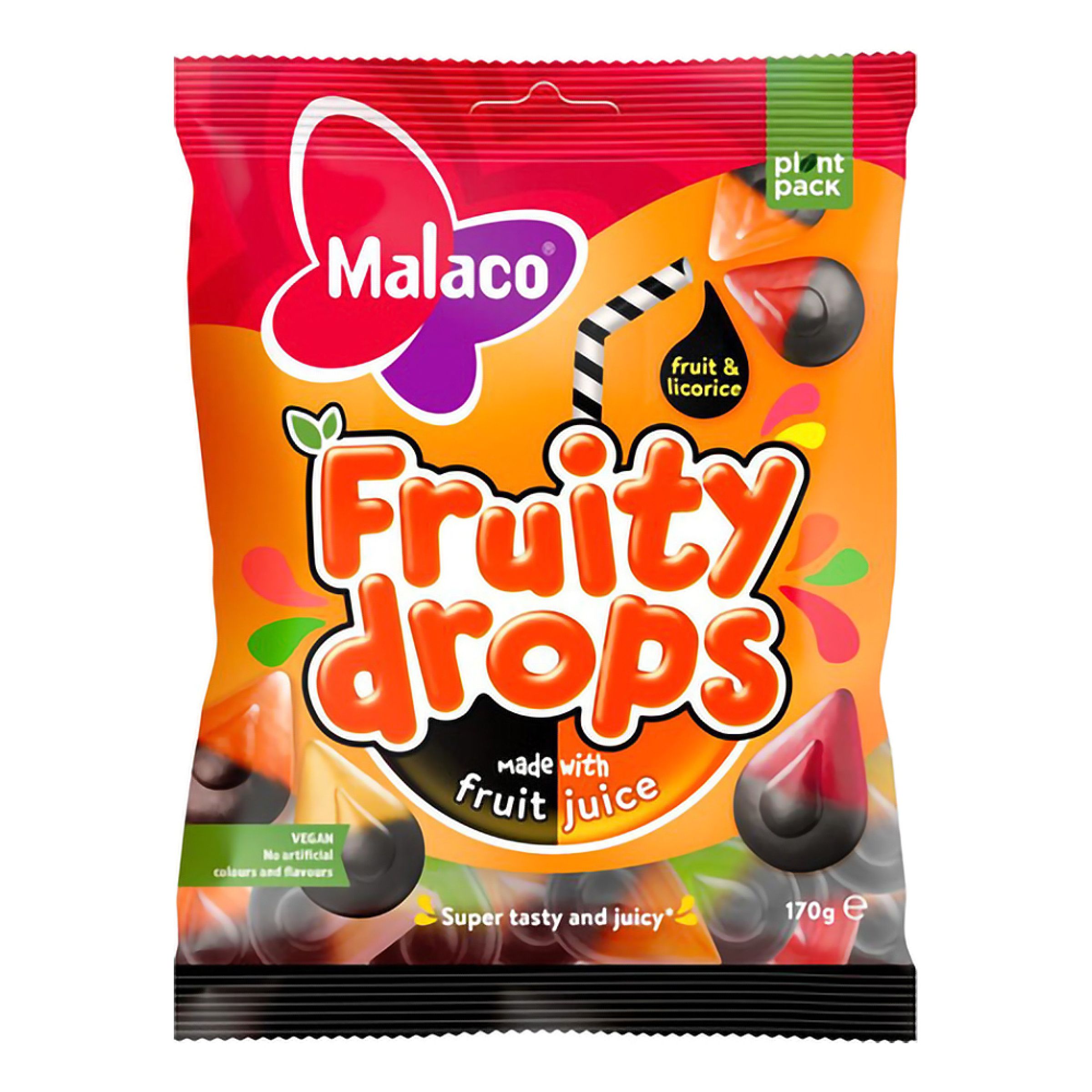 Malaco Fruity Drops Fruit & Licorice - 170 gram | Hem - Godis & Läsk - Godis - Lakrits | Party Outlet