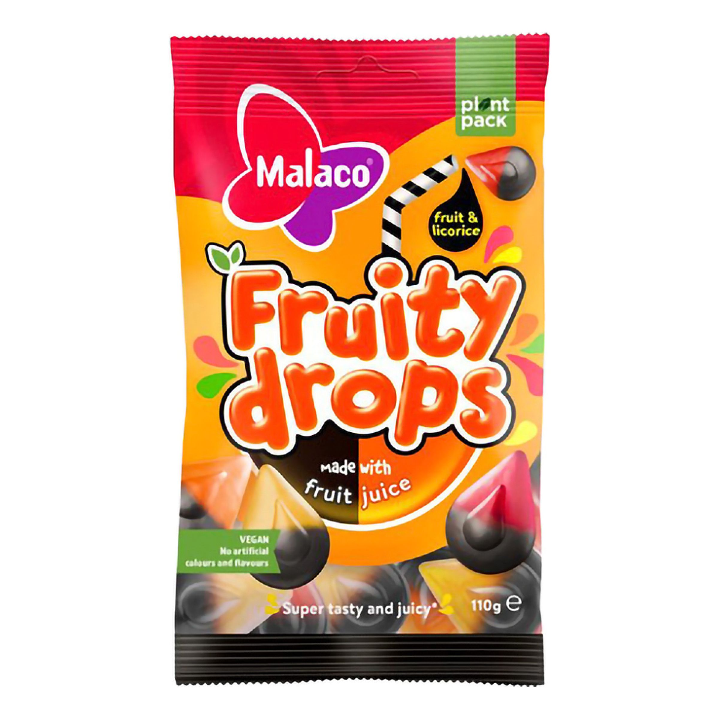 Malaco Fruity Drops Fruit & Licorice - 110 gram | Hem - Godis & Läsk - Godis - Lakrits | Party Outlet