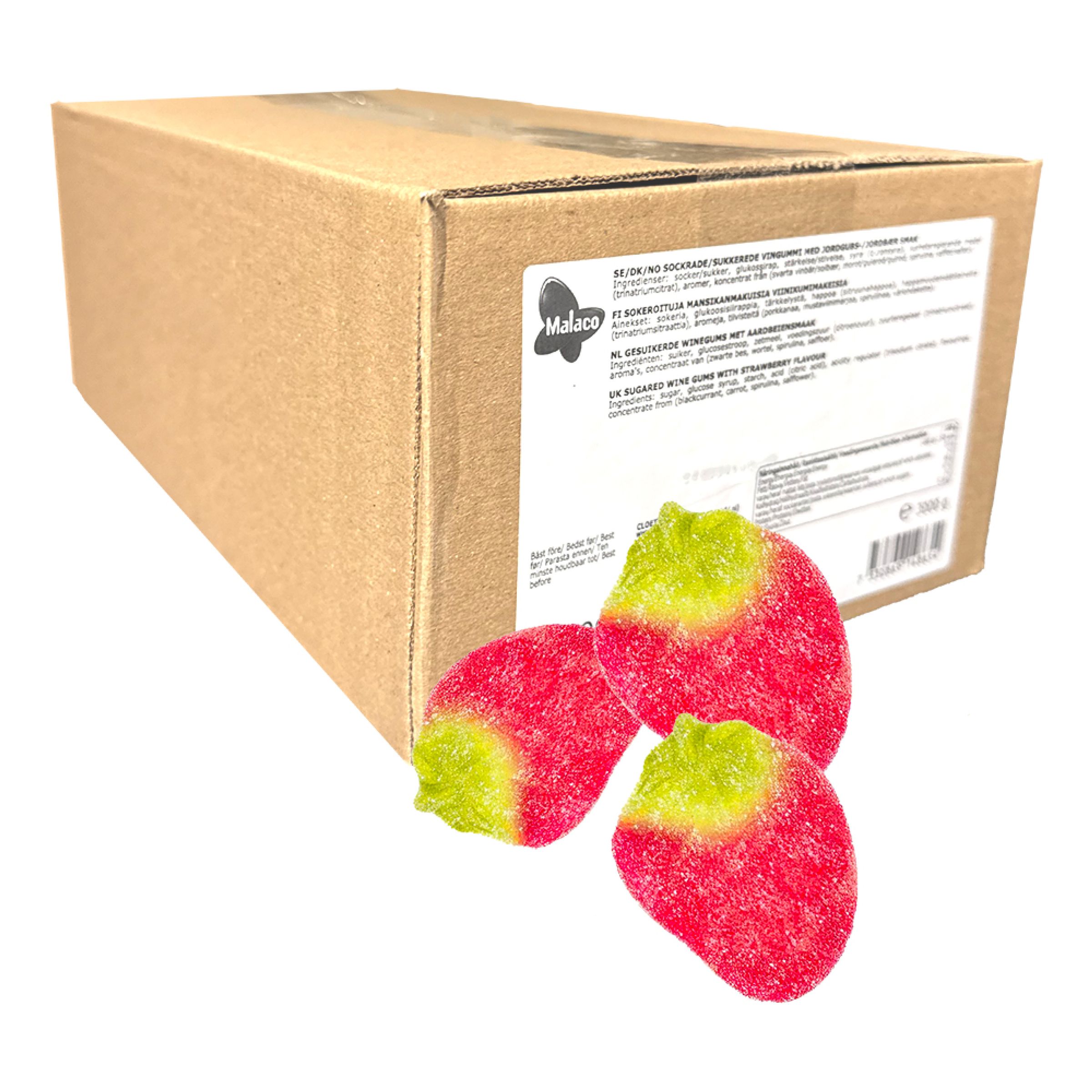 Malaco Sockrade Jordgubbar Storpack - 3 kg | Hem - Godis & Läsk - Godis - Gelégodis | Party Outlet