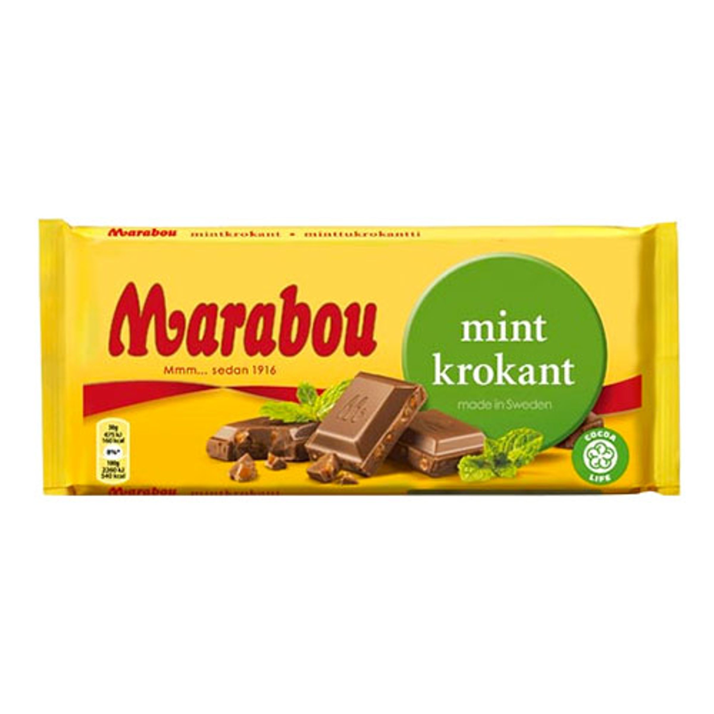 Läs mer om Marabou Mintkrokant Chokladkaka - 200 gram