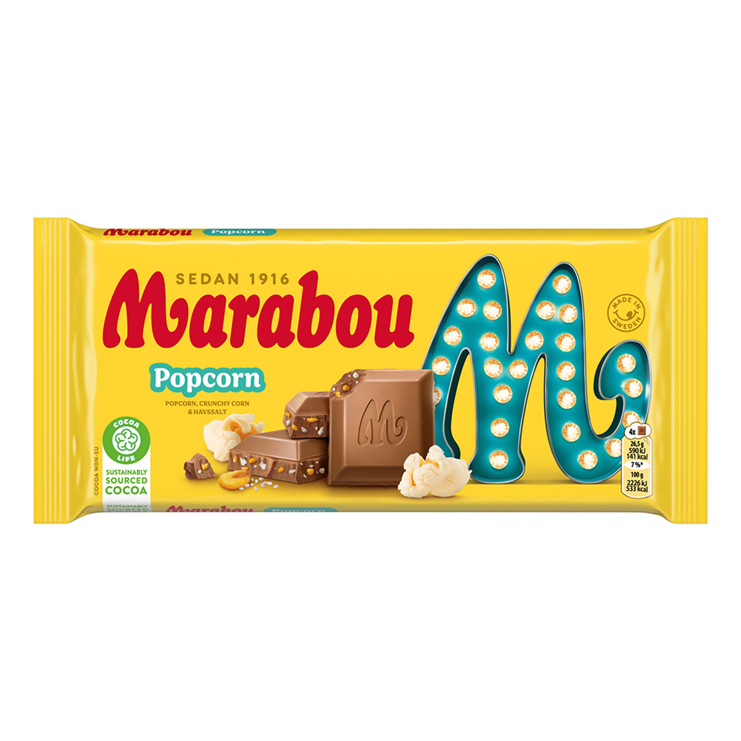 Marabou Popcorn Chokladkaka - 185 gram