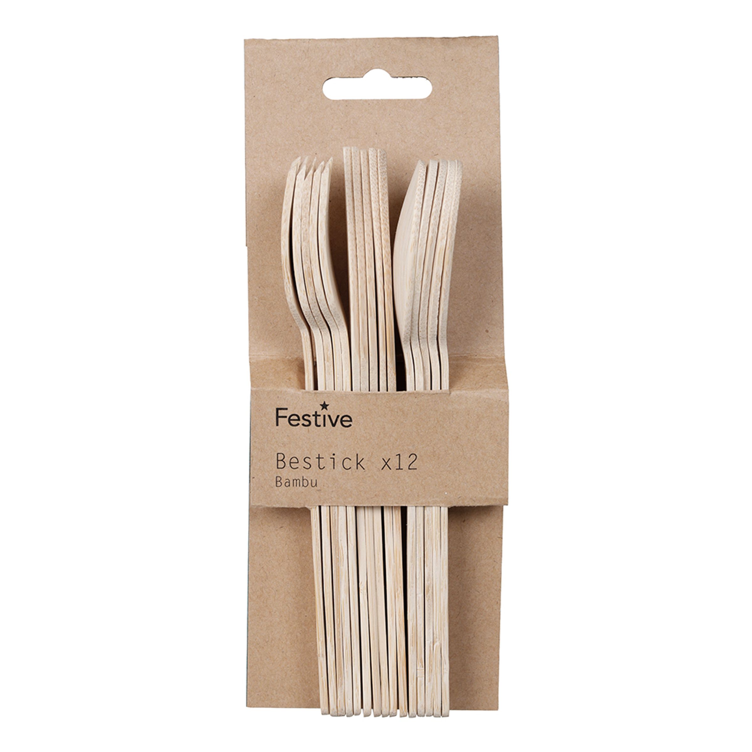 Läs mer om Miljövänliga Träbestick i Bambu - 12-pack
