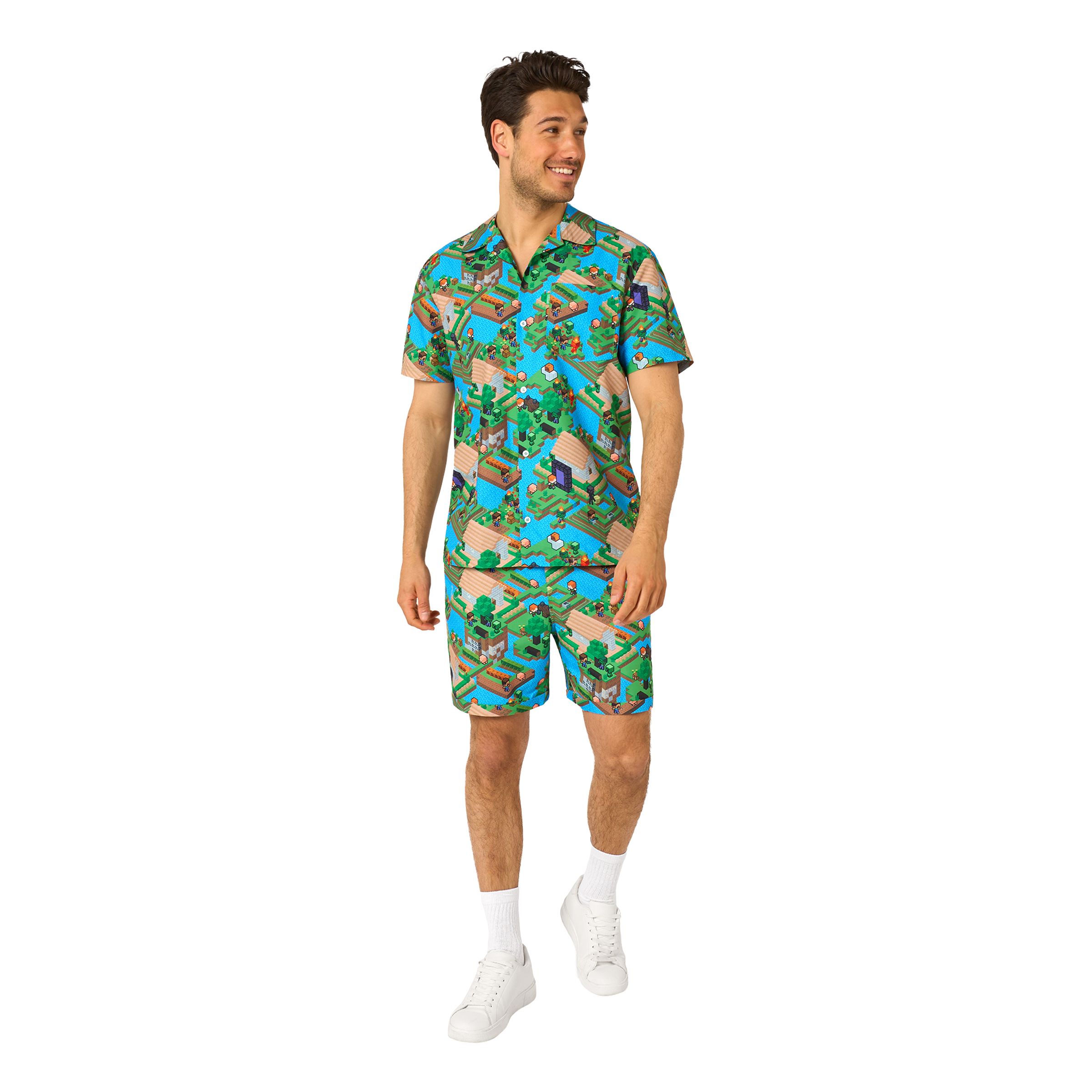 Minecraft Overworld Shorts Kostym - X-Large | Hem - Maskerad - Maskeraddräkter - Herrdräkter | Pryloteket