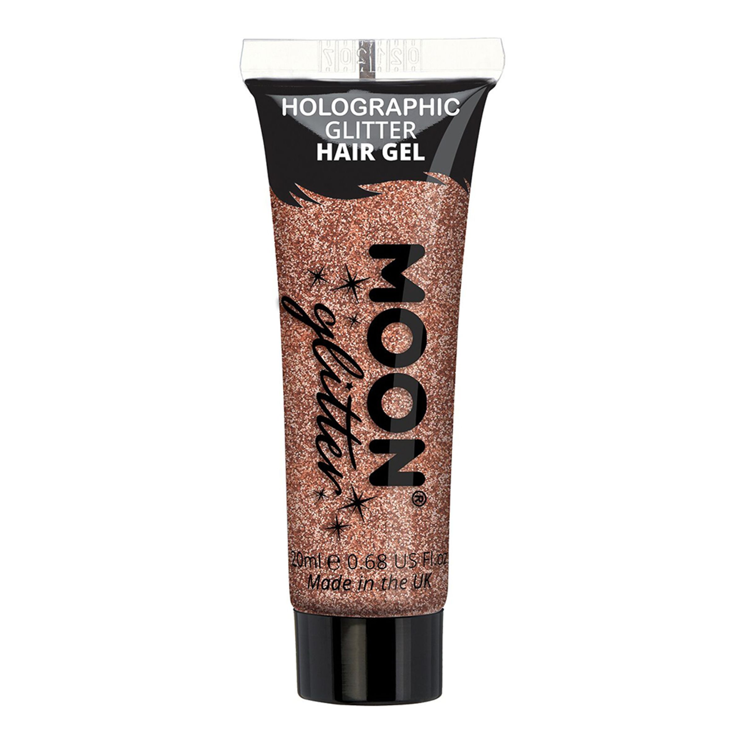 Läs mer om Moon Creations Holographic Glitter Hair Gel - Roséguld