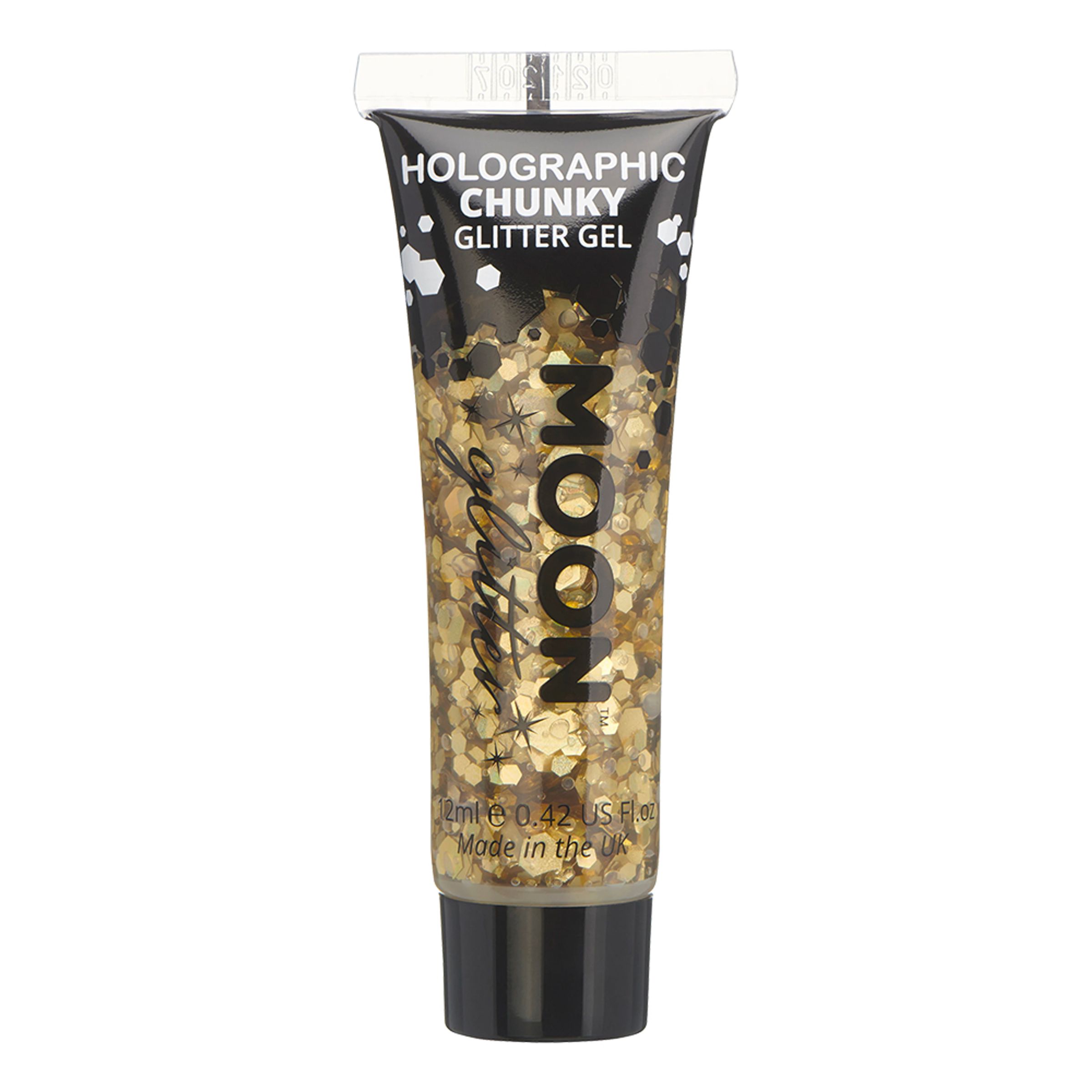 Läs mer om Moon Creations Holographic Chunky Glitter Gel - Guld