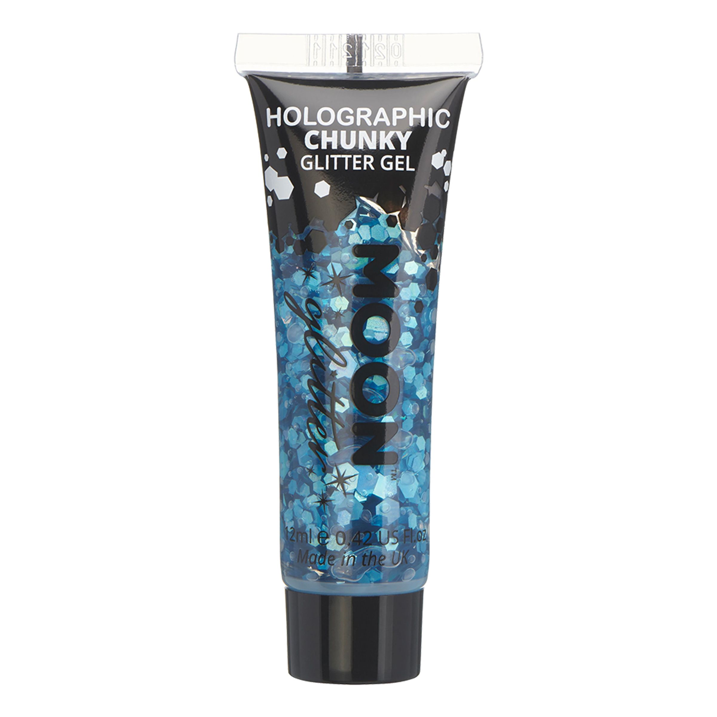 Läs mer om Moon Creations Holographic Chunky Glitter Gel - Blå